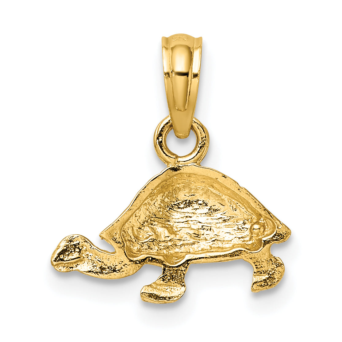 14K Yellow Gold Polished And Engraved Mini Turtle Charm