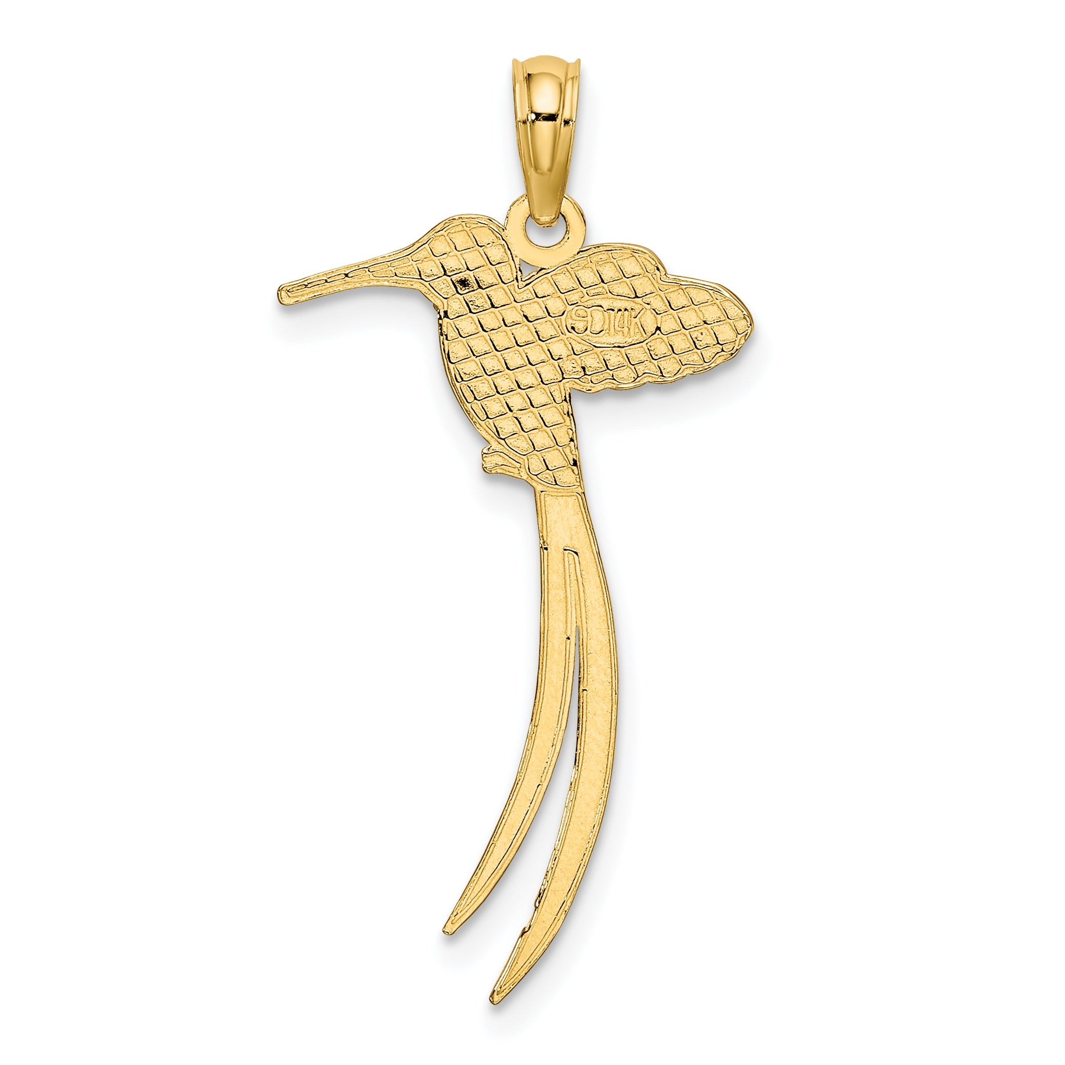 14K Yellow Gold Polished Bird W/ Long Tail Charm