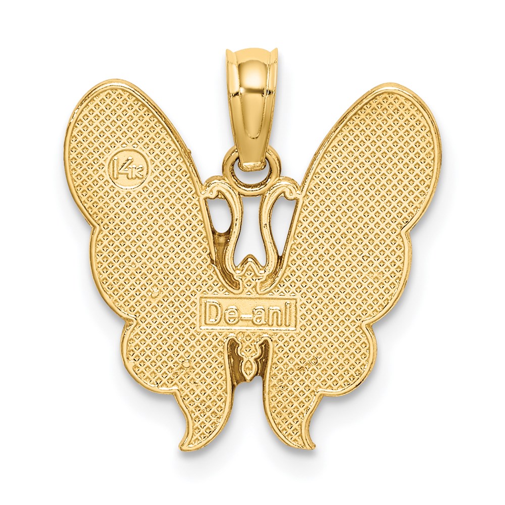 14K Yellow Gold W/ Multi-Color Enamel Butterfly Charm