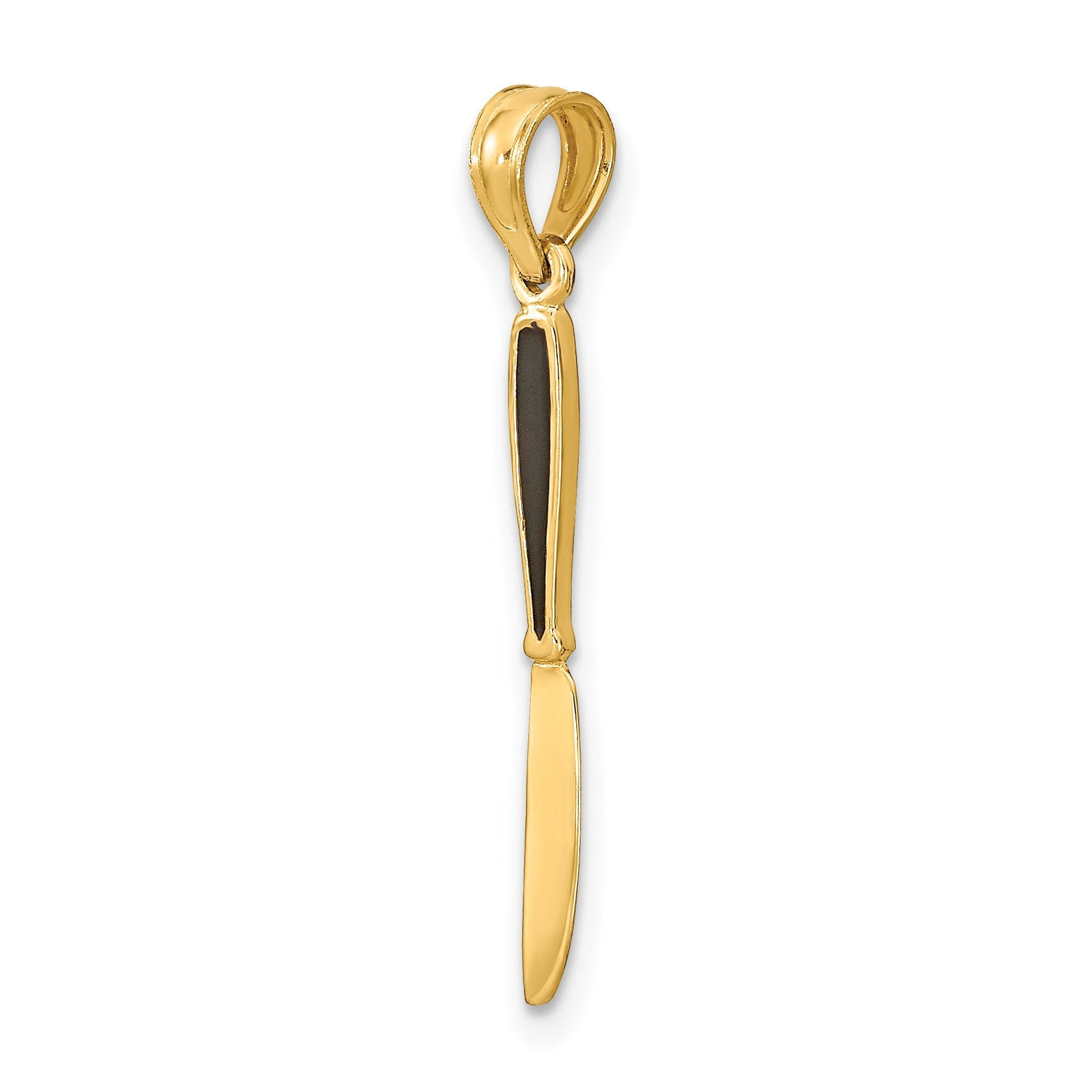 14K Yellow Gold W/ Black Enamel 3-D Table Knife Charm