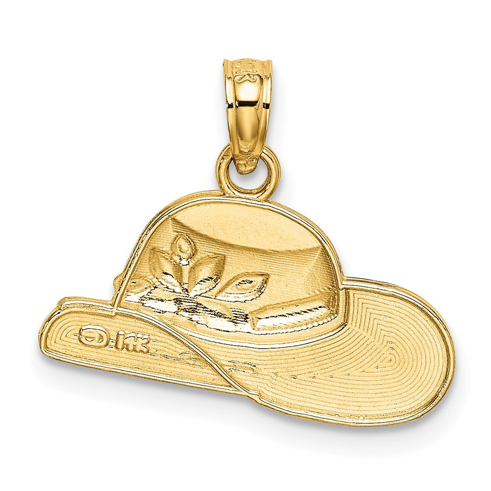 14K Yellow Gold Polished 2-D Red Enamel Hat Charm