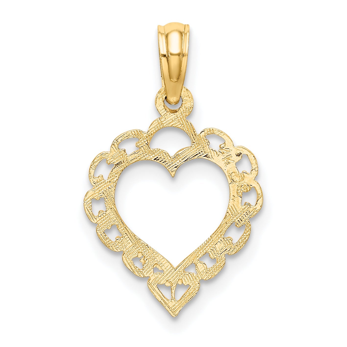14K Yellow Gold Heart W/ Lace Trim Charm