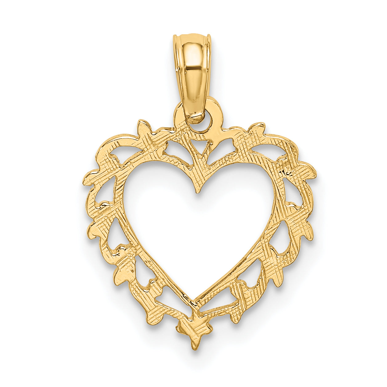 14K Yellow Gold Heart W/ Lace Trim Charm