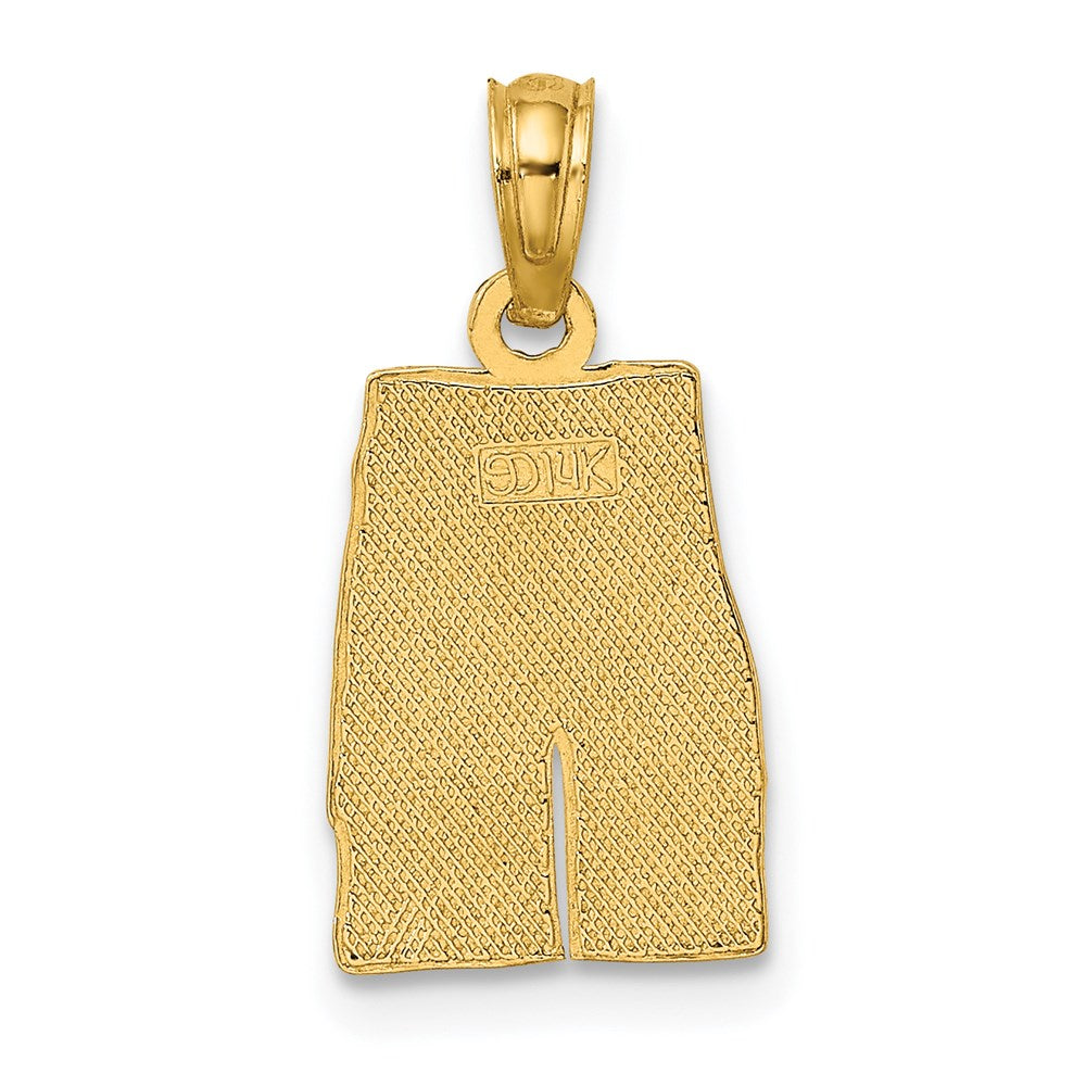 14K Yellow Gold Engraved Board Shorts W/ Palm Trees Charm