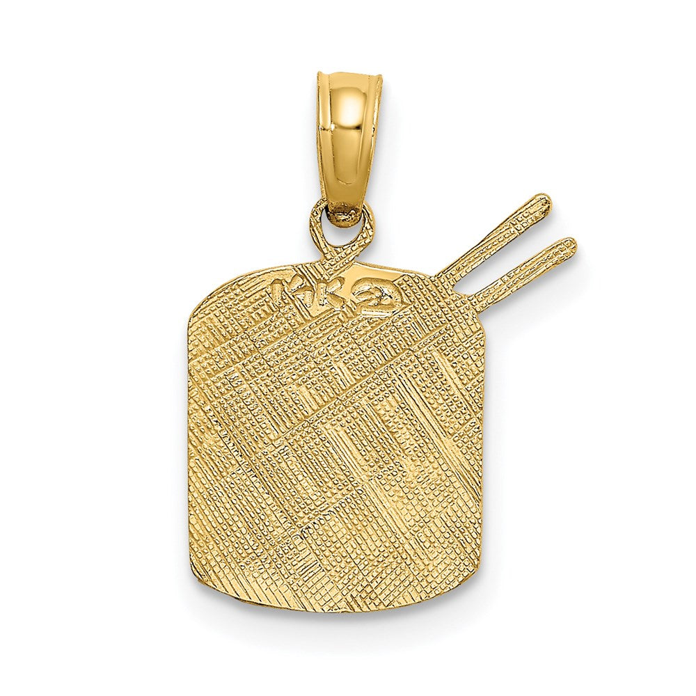 14K Yellow Gold Polished Drum And Sticks Charm