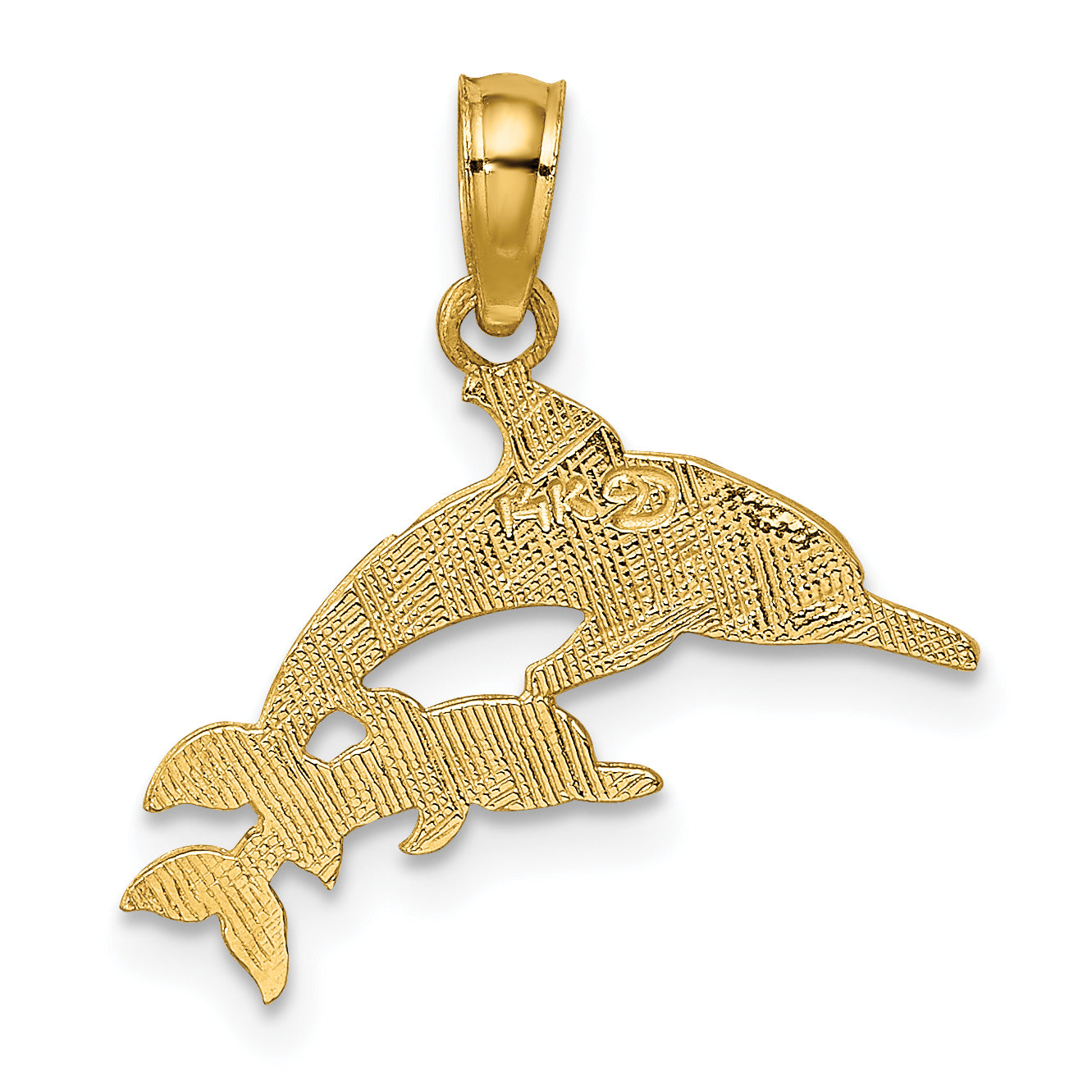 14K Yellow Gold Mother And Calf Dolphin Charm