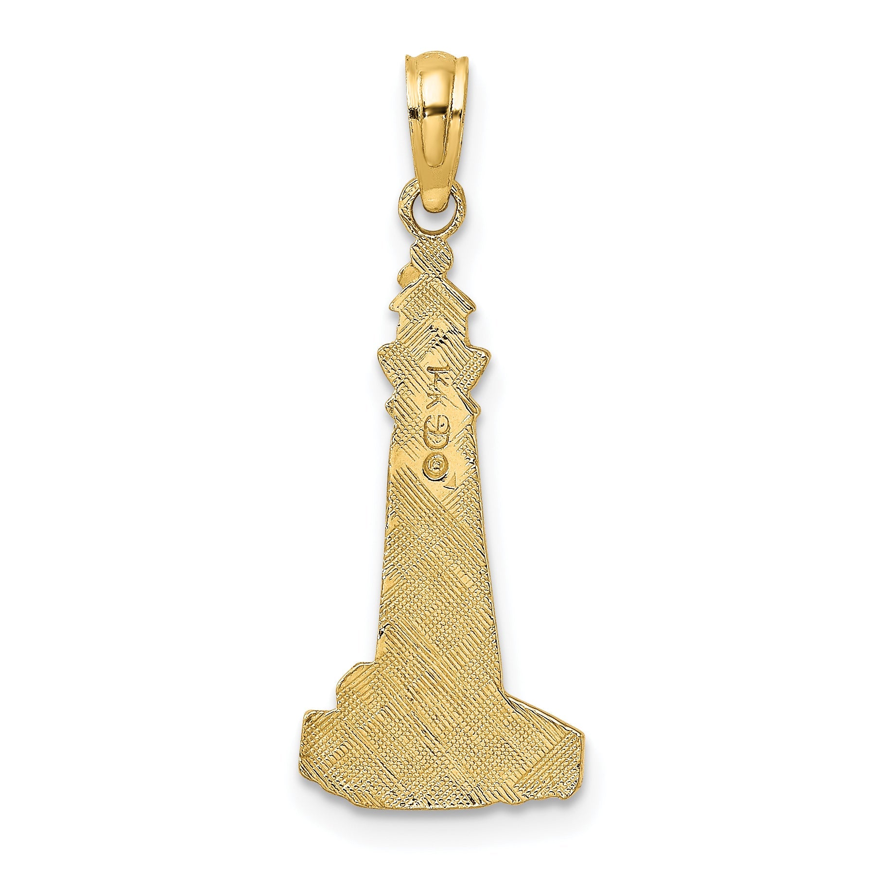 14K Yellow Gold Flat And Textured Lighthouse Charm