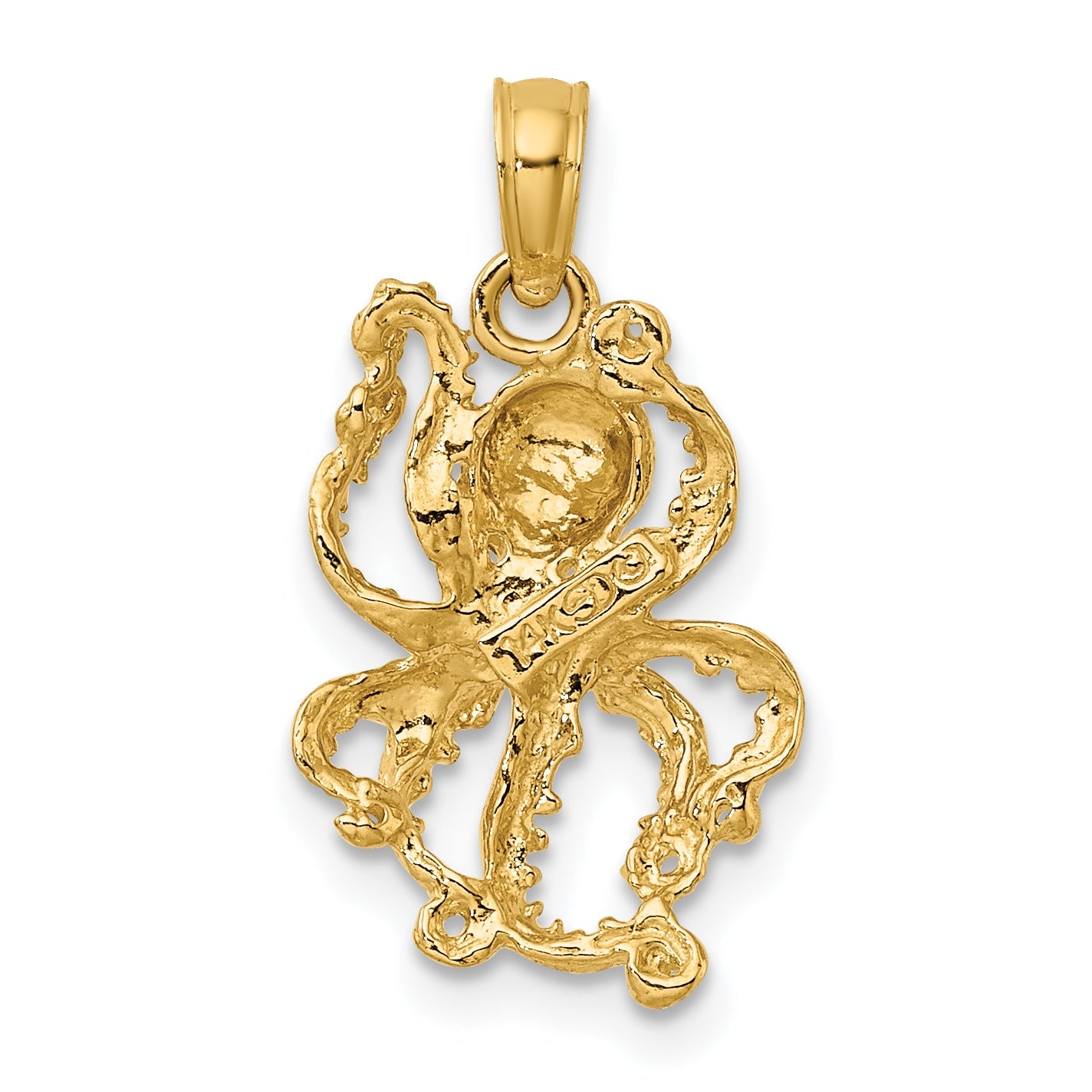14K Yellow Gold Textured Octopus Charm