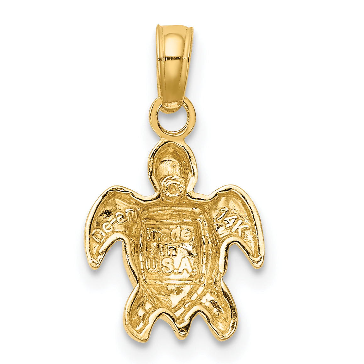 14K Yellow Gold Textured Mini Sea Turtle Charm