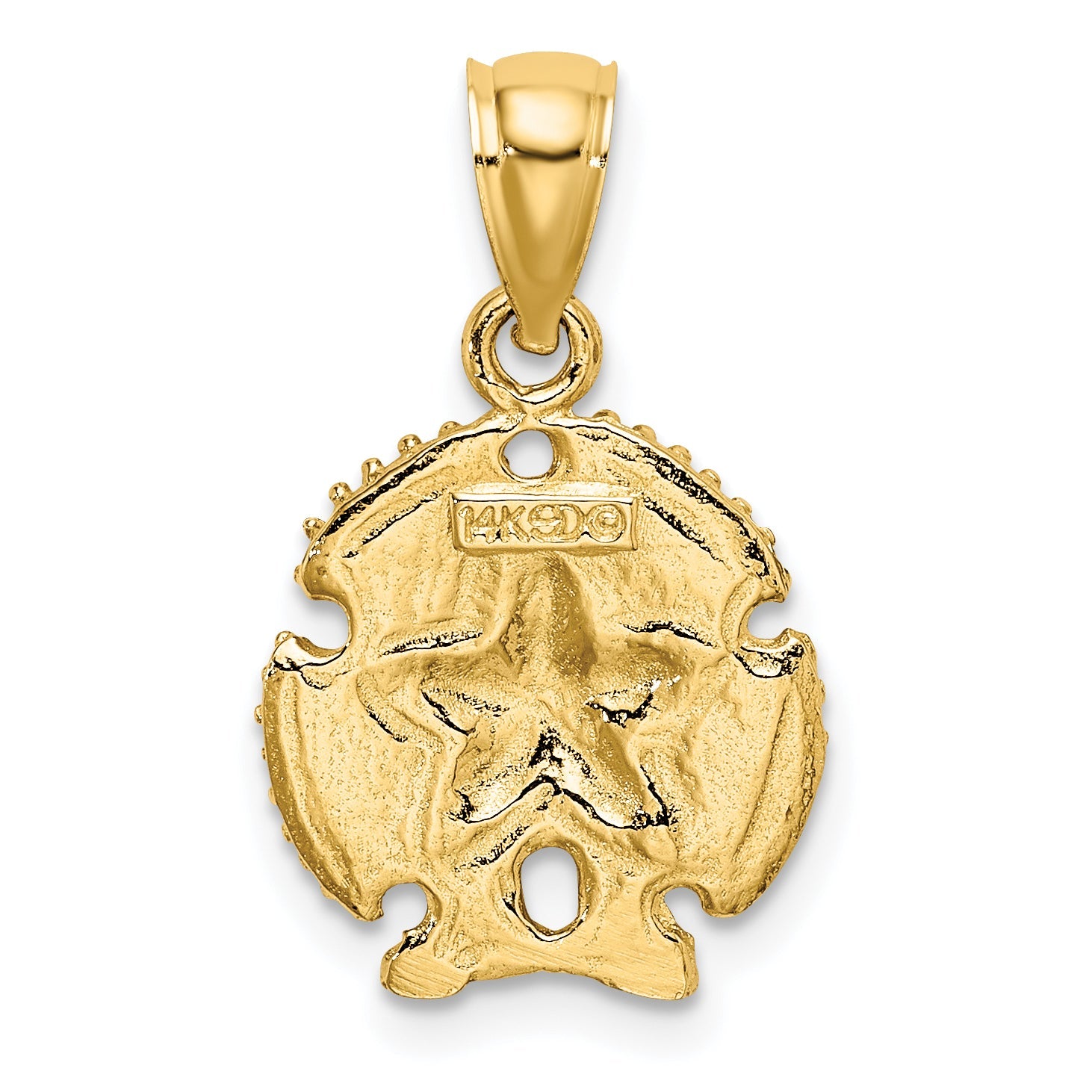 14K Yellow Gold Starfish On Sand Dollar Charm