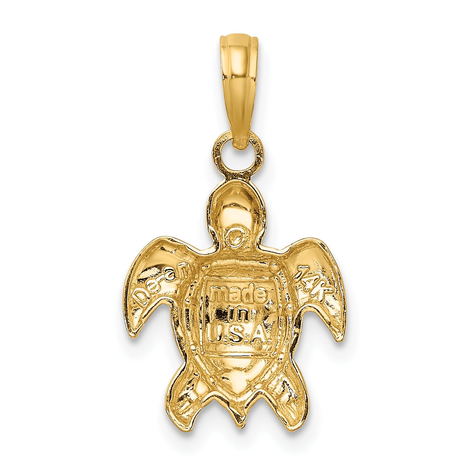 14K Yellow Gold Textured Sea Turtle Charm