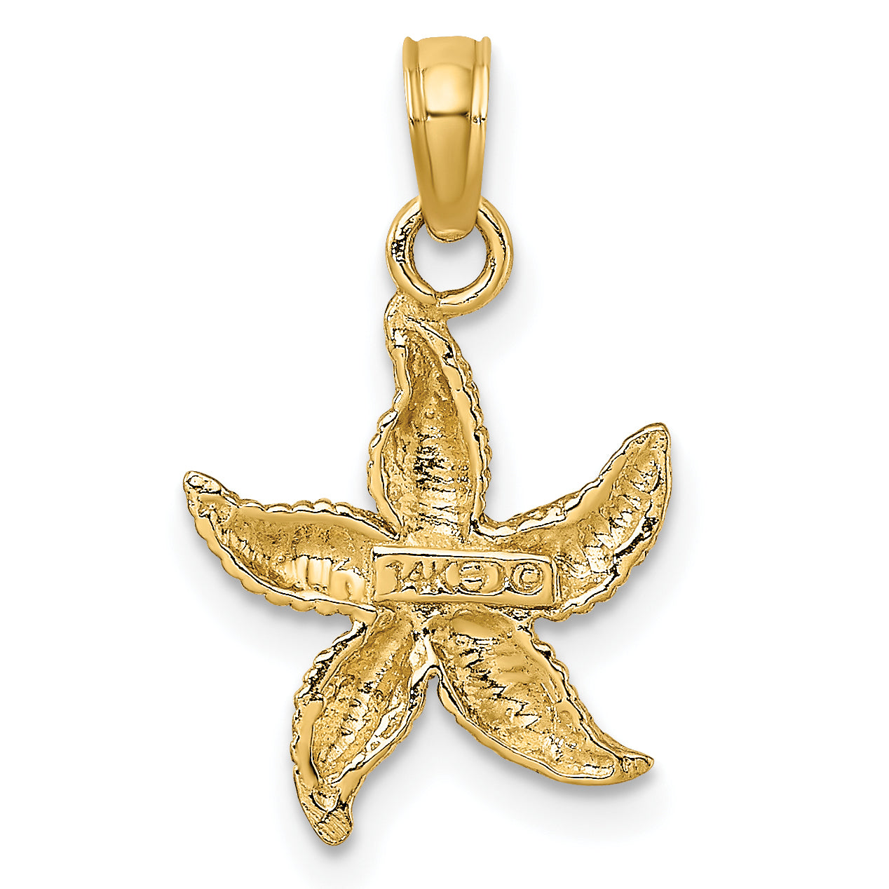 14K Yellow Gold Textured Starfish Charm