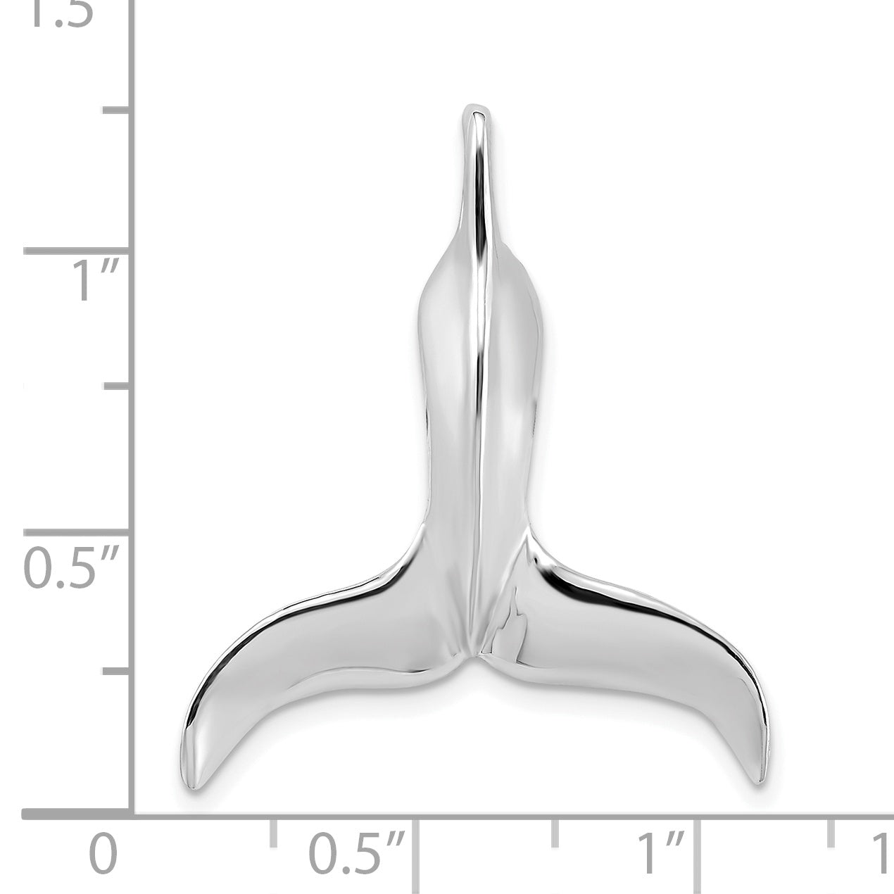 14K White Gold 3-D Polished Whale Tail Chain Slide