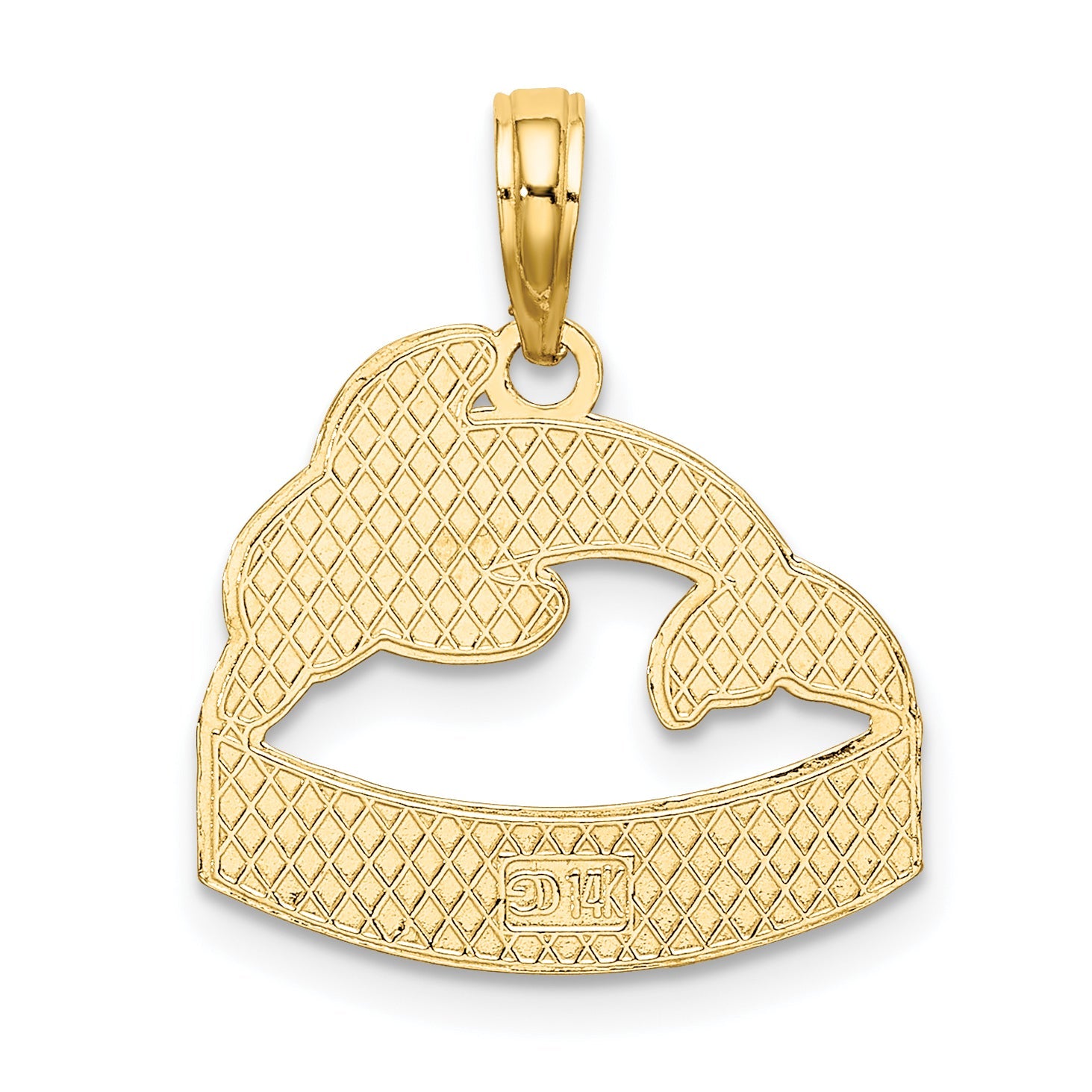 14K Yellow Gold San Diego Banner Dolphins Charm