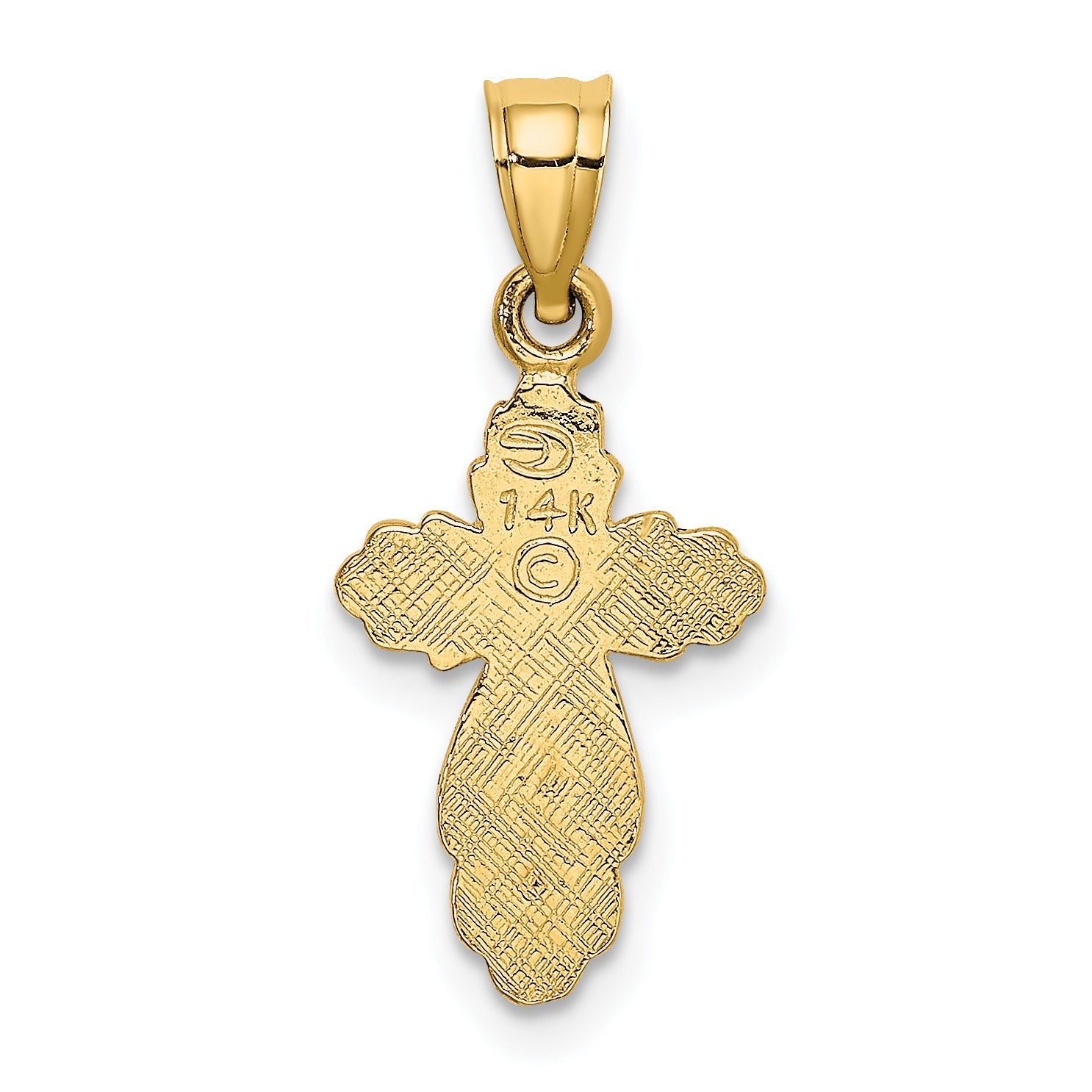 14K Yellow Gold Solid Polished And Textured Cross Charm