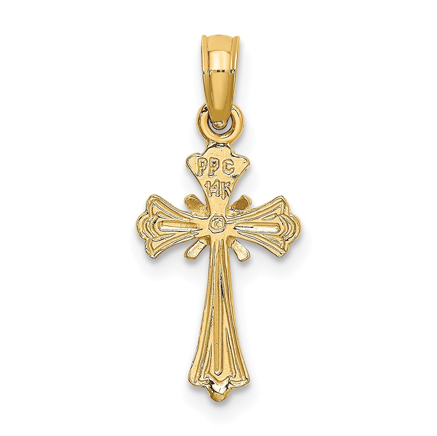 14K Yellow Gold Engraved Small Cross W/ X Center Charm