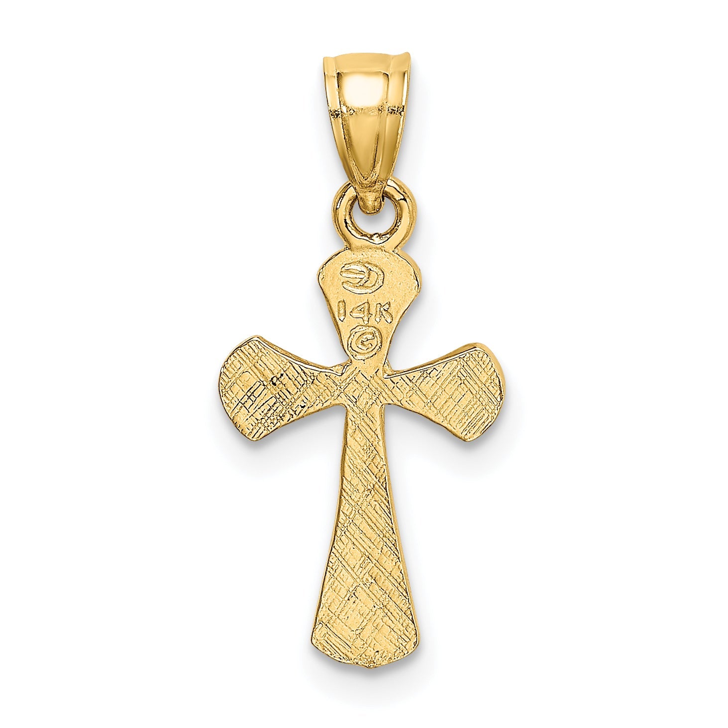 14K Yellow Gold Solid Textured Cross Charm