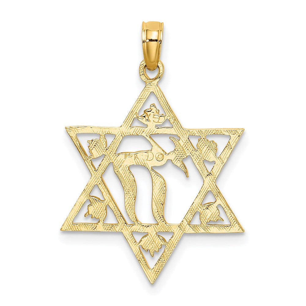 14K Yellow Gold Textured Star Of David Charm