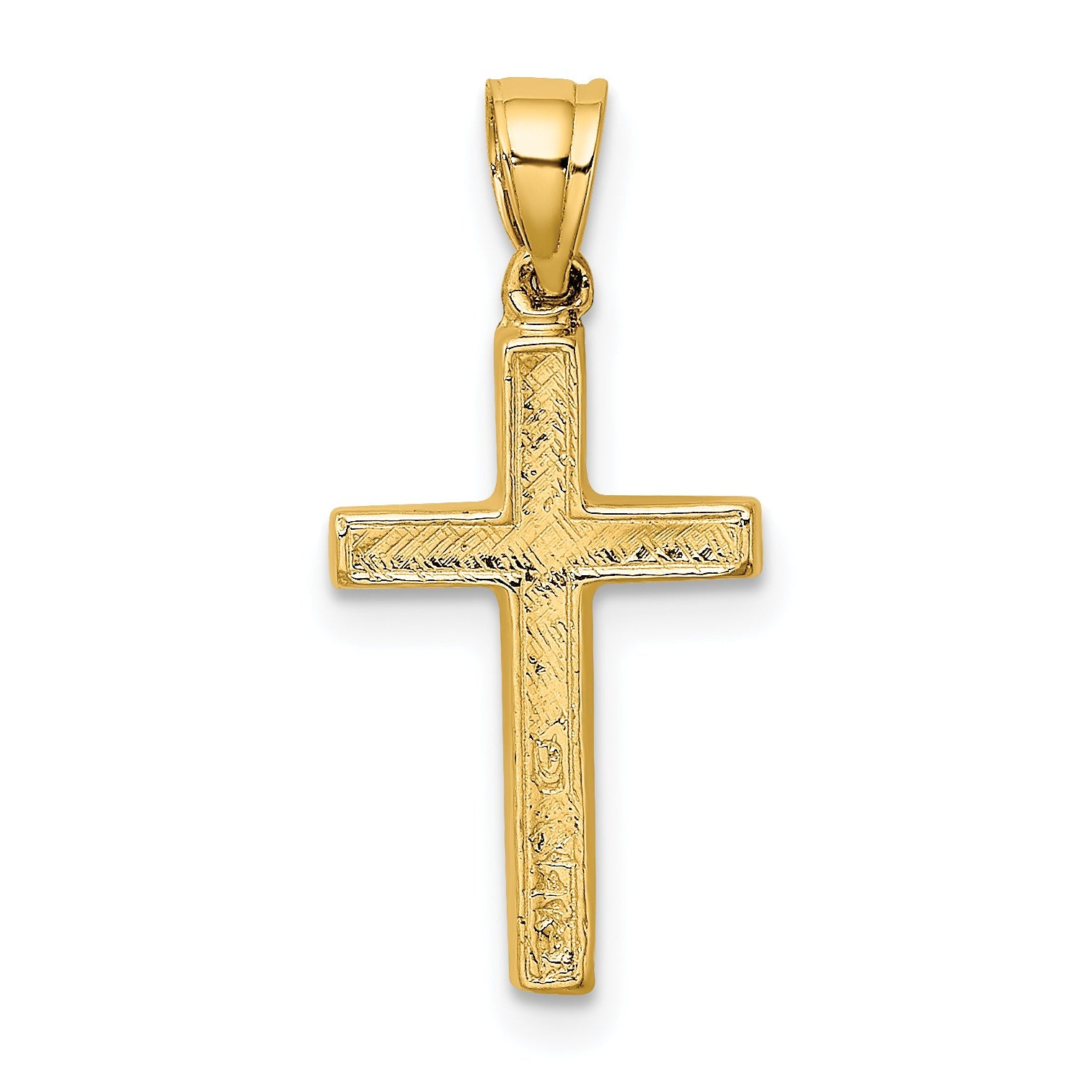 14K Yellow Gold Polished And Engraved Cross W/ Heart Center Charm