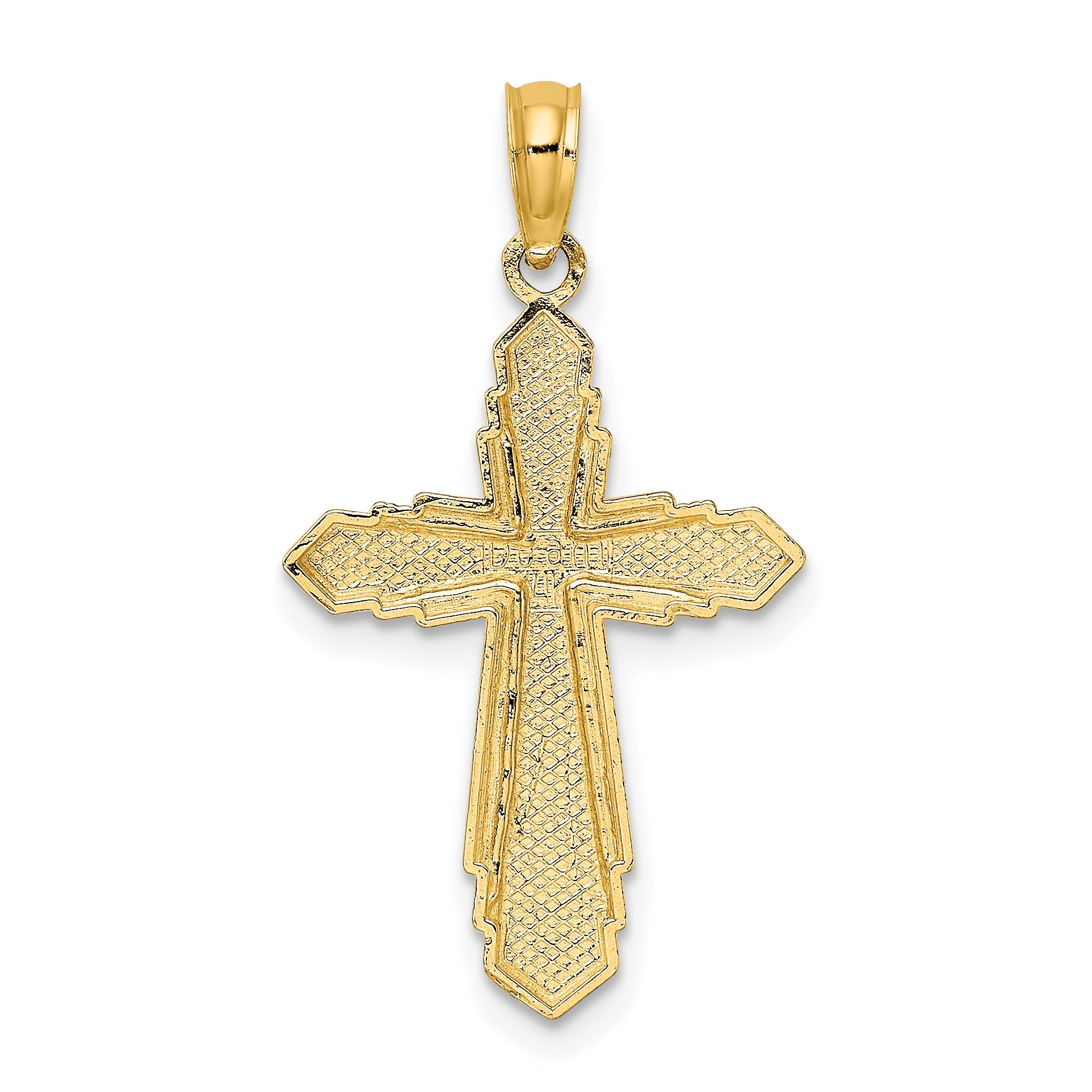 14K Yellow Gold Solid Beaded Cross Charm