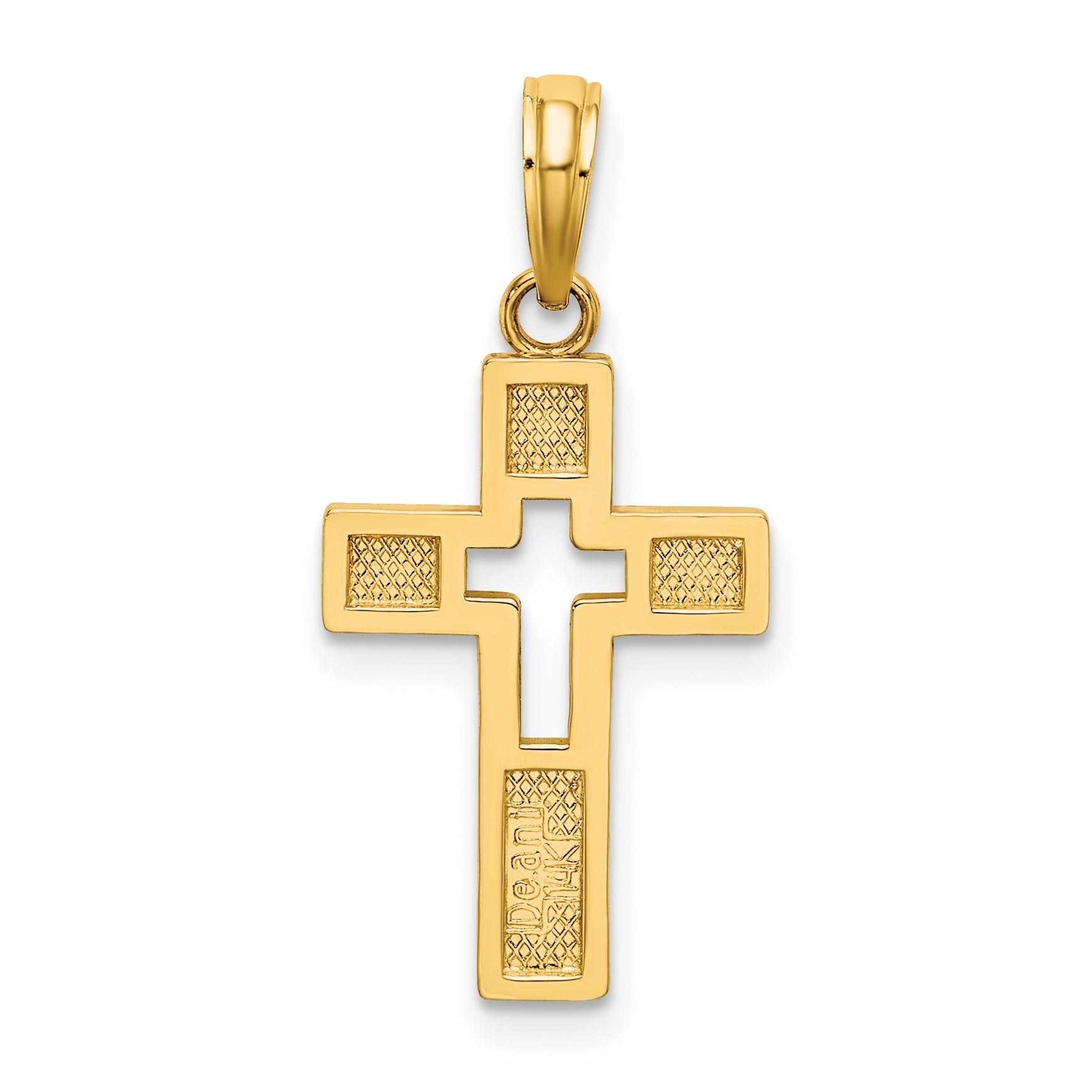 14K Yellow Gold Polished Cut-Out Cross Charm