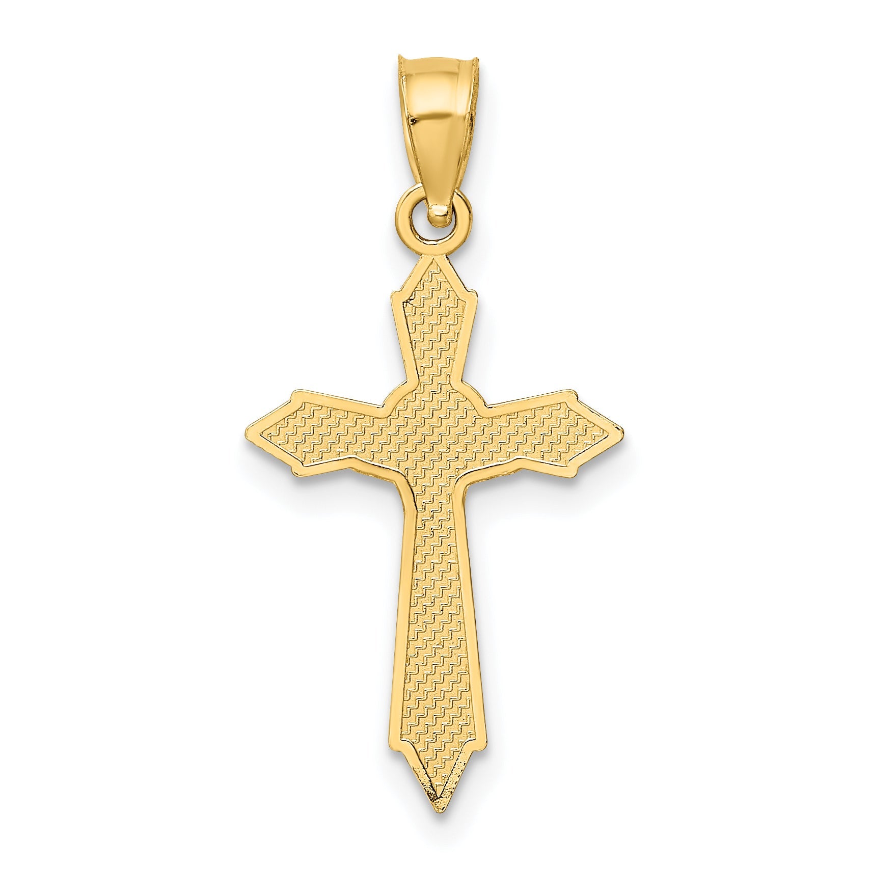 14K Yellow Gold W/ Arrow Pointed Ends Crucifix Charm