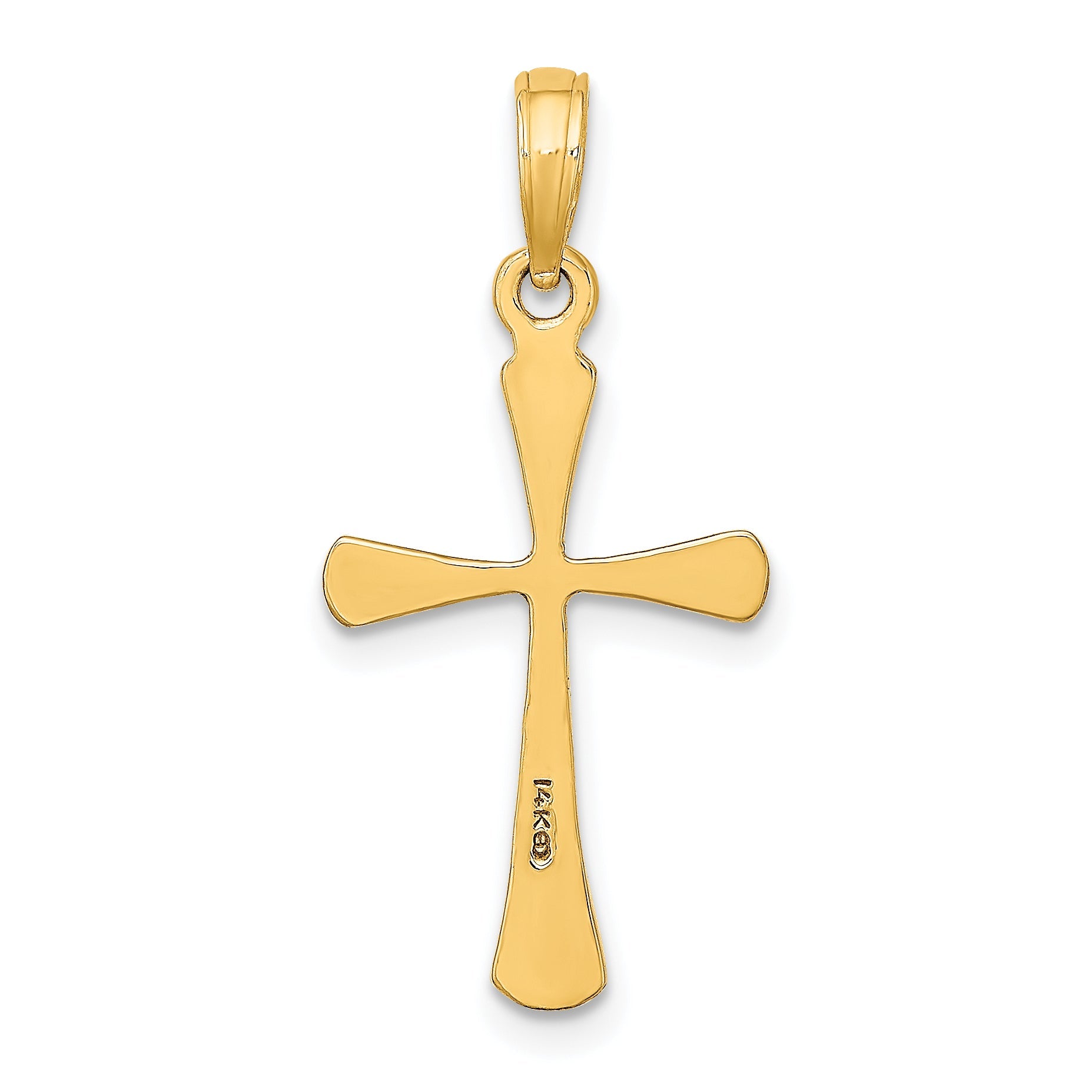 14K Yellow Gold Polished Beveled Tip Cross Charm