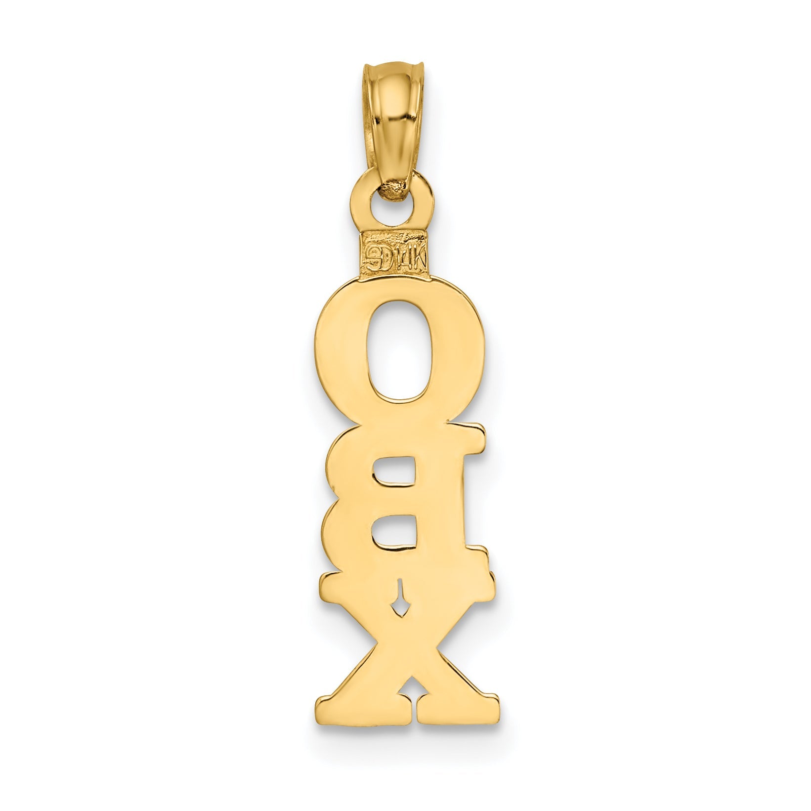 14K Yellow Gold Polished Obx (Outer Banks) Vertical Charm