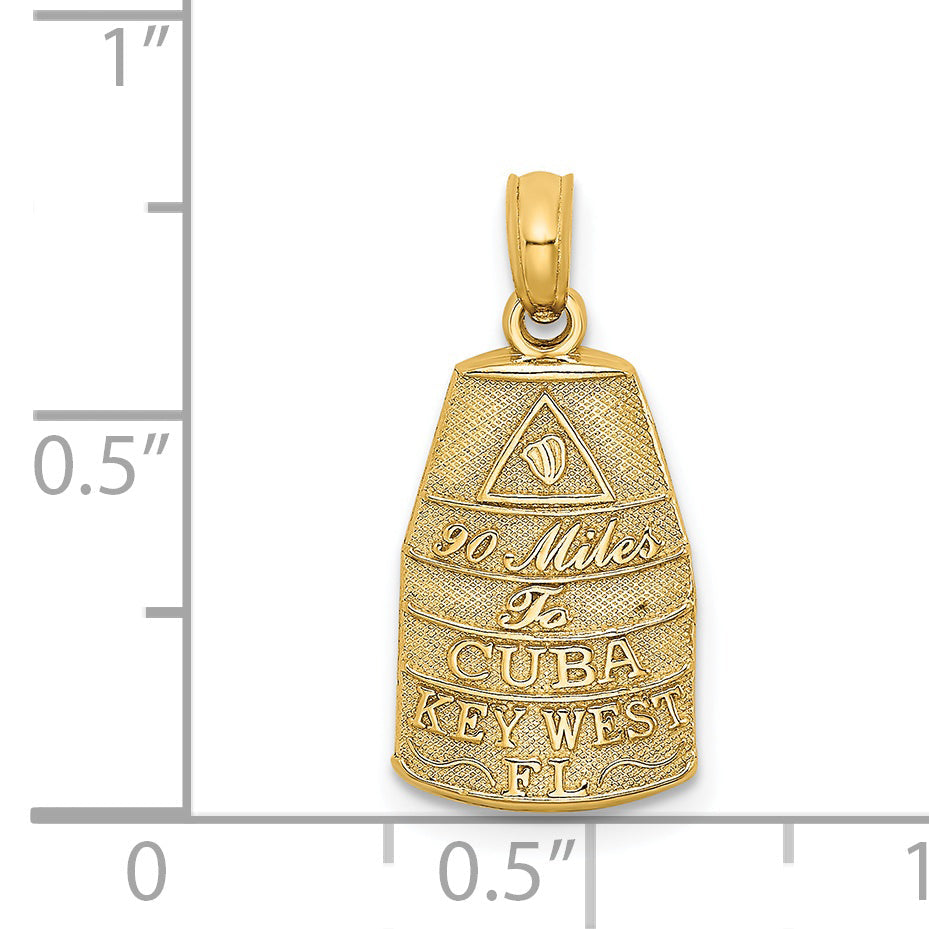 14K Yellow Gold Small Southern Most Point Usa / Key West Fl Charm