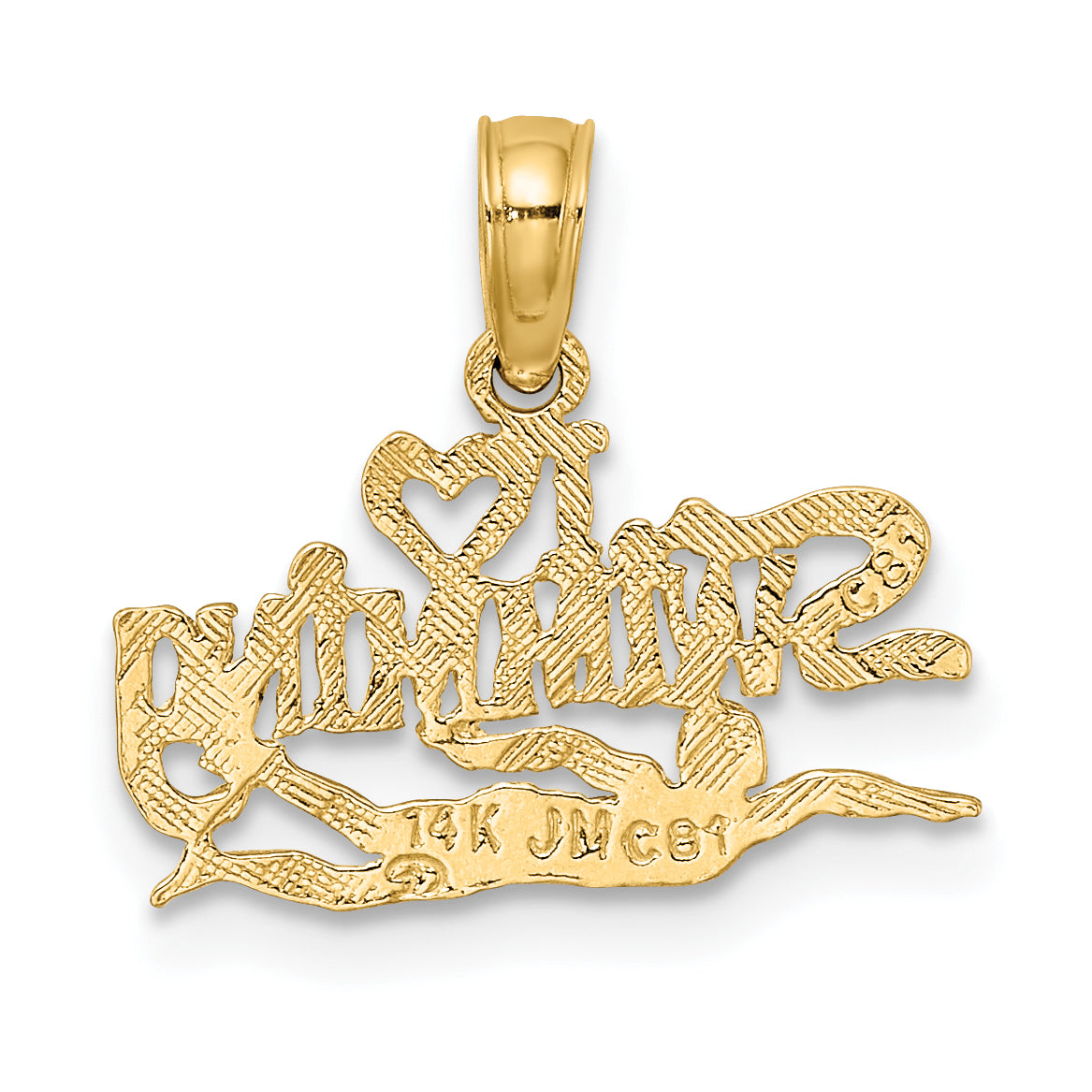 14K Yellow Gold Polished I Heart Swimming Charm