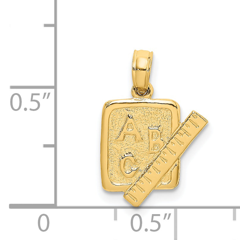 14K Yellow Gold School Book And Ruler Charm