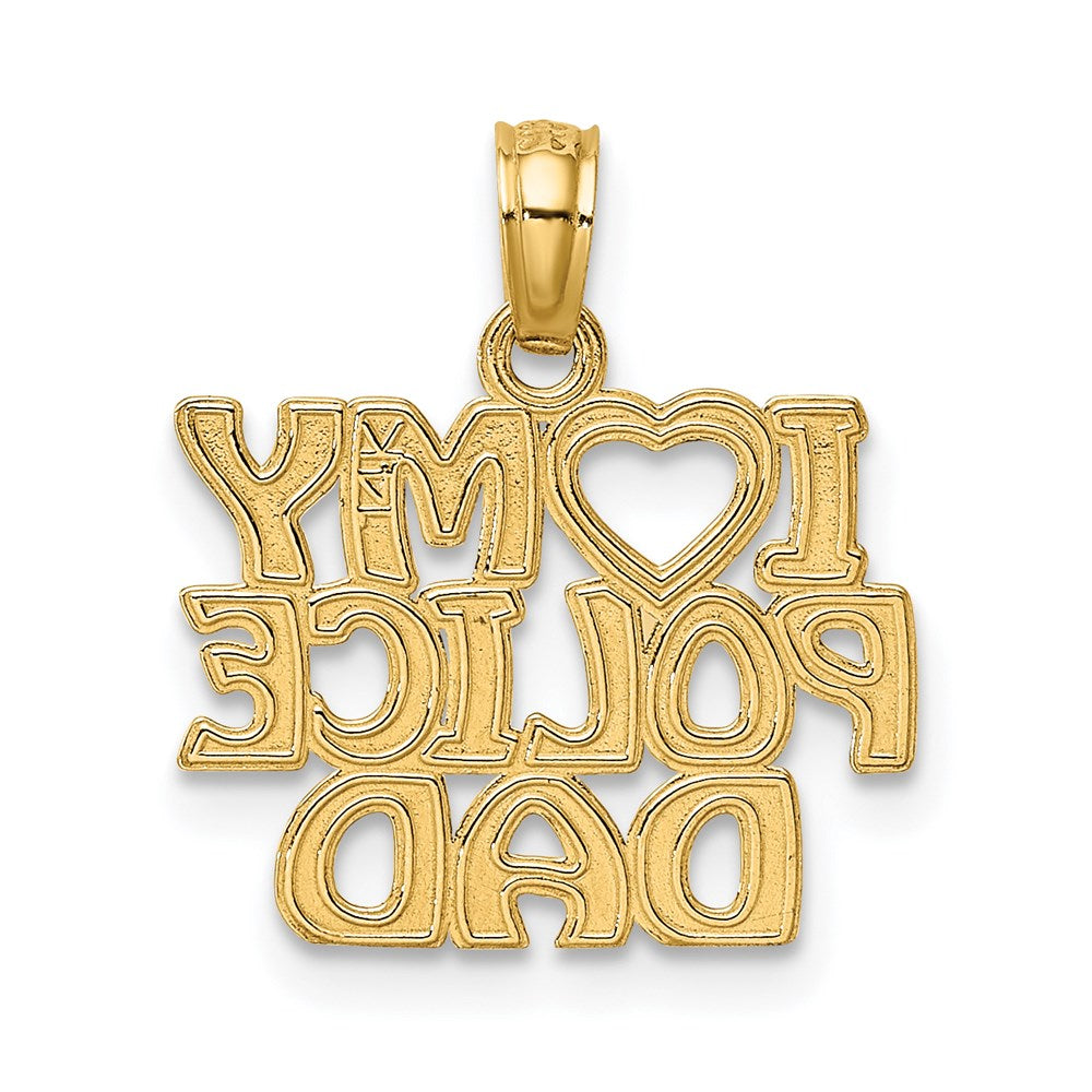 14K Yellow Gold I Heart My Police Dad Charm