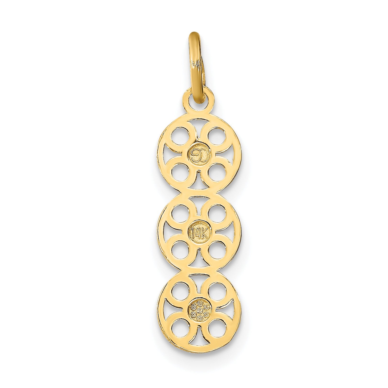 14K Yellow & Rhodium W/Rhodium And D/C 3 Circle Charm