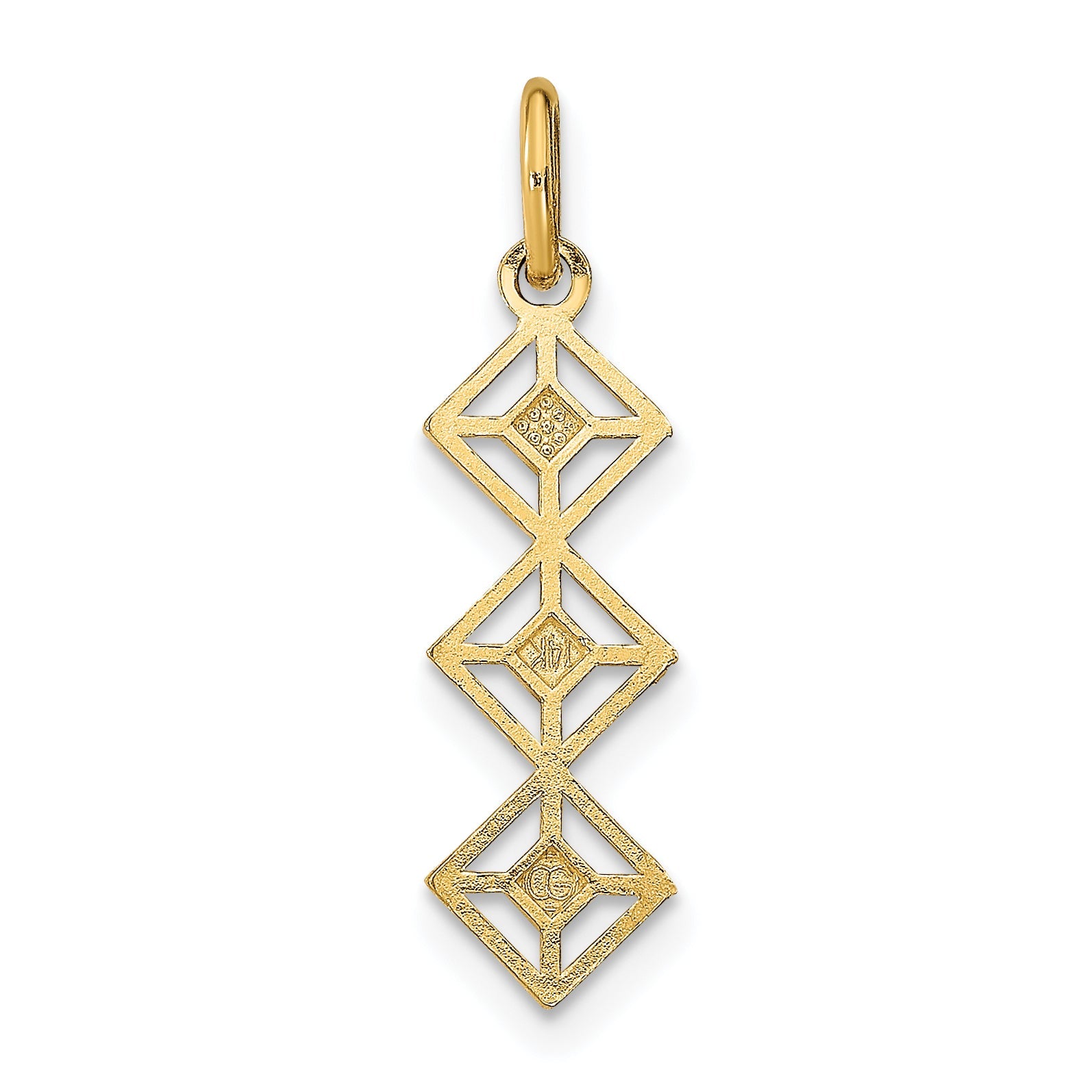 14K Yellow & Rhodium W/Rhodium And D/C 3 Diamond Shapes Charm