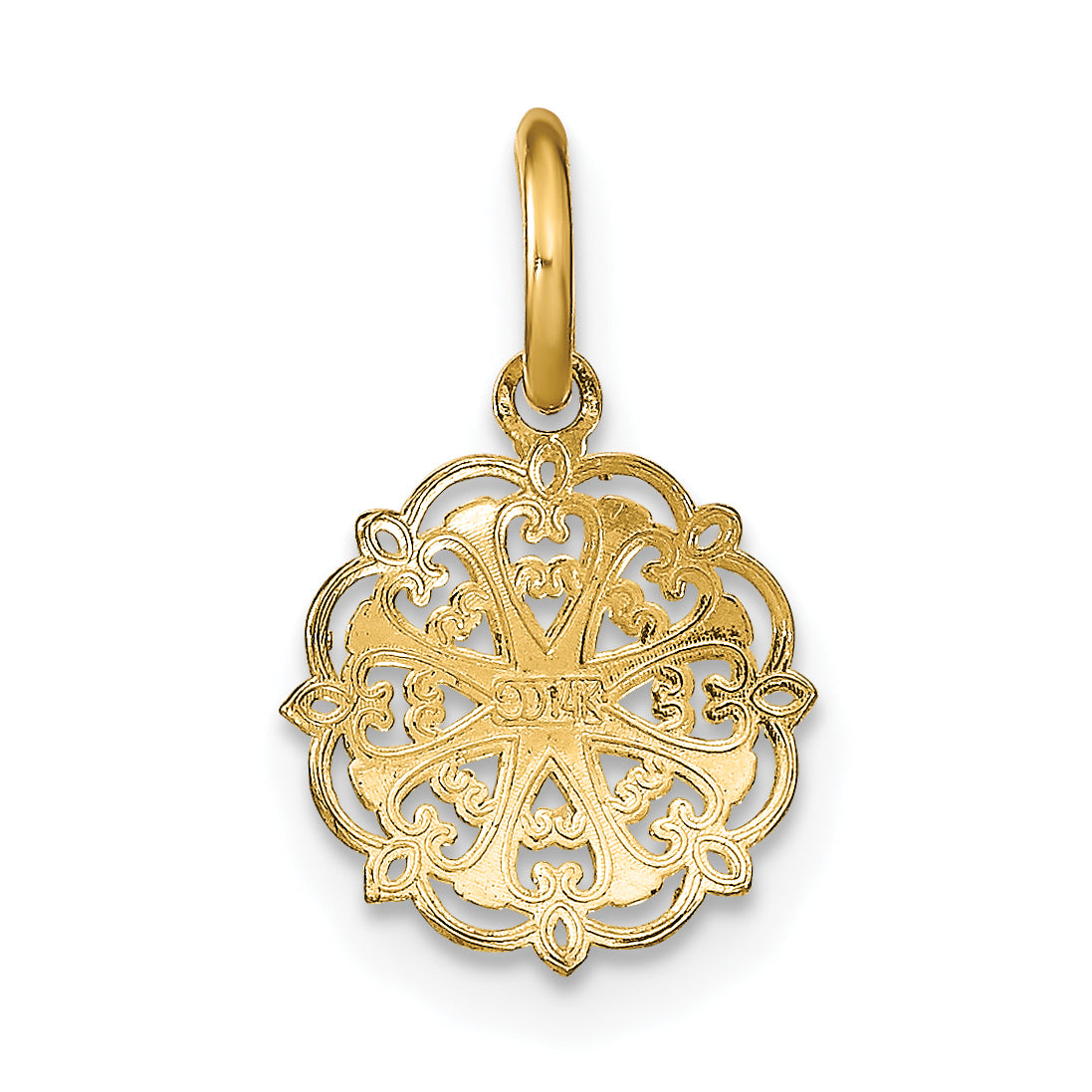14K Yellow & Rhodium W/Rhodium Filigree Hearts Charm