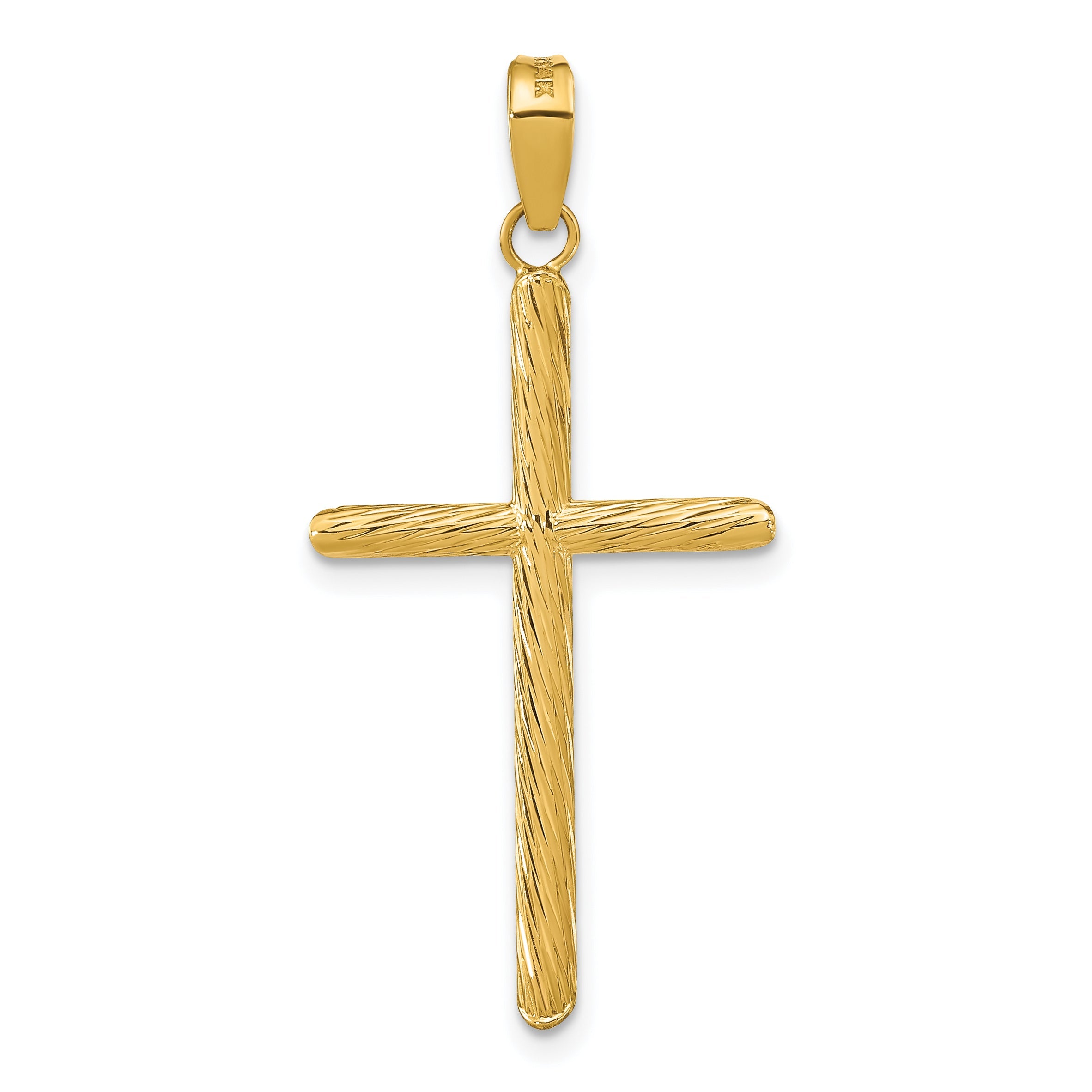 14K Yellow Gold Polished & Textured Fancy Cross Pendant