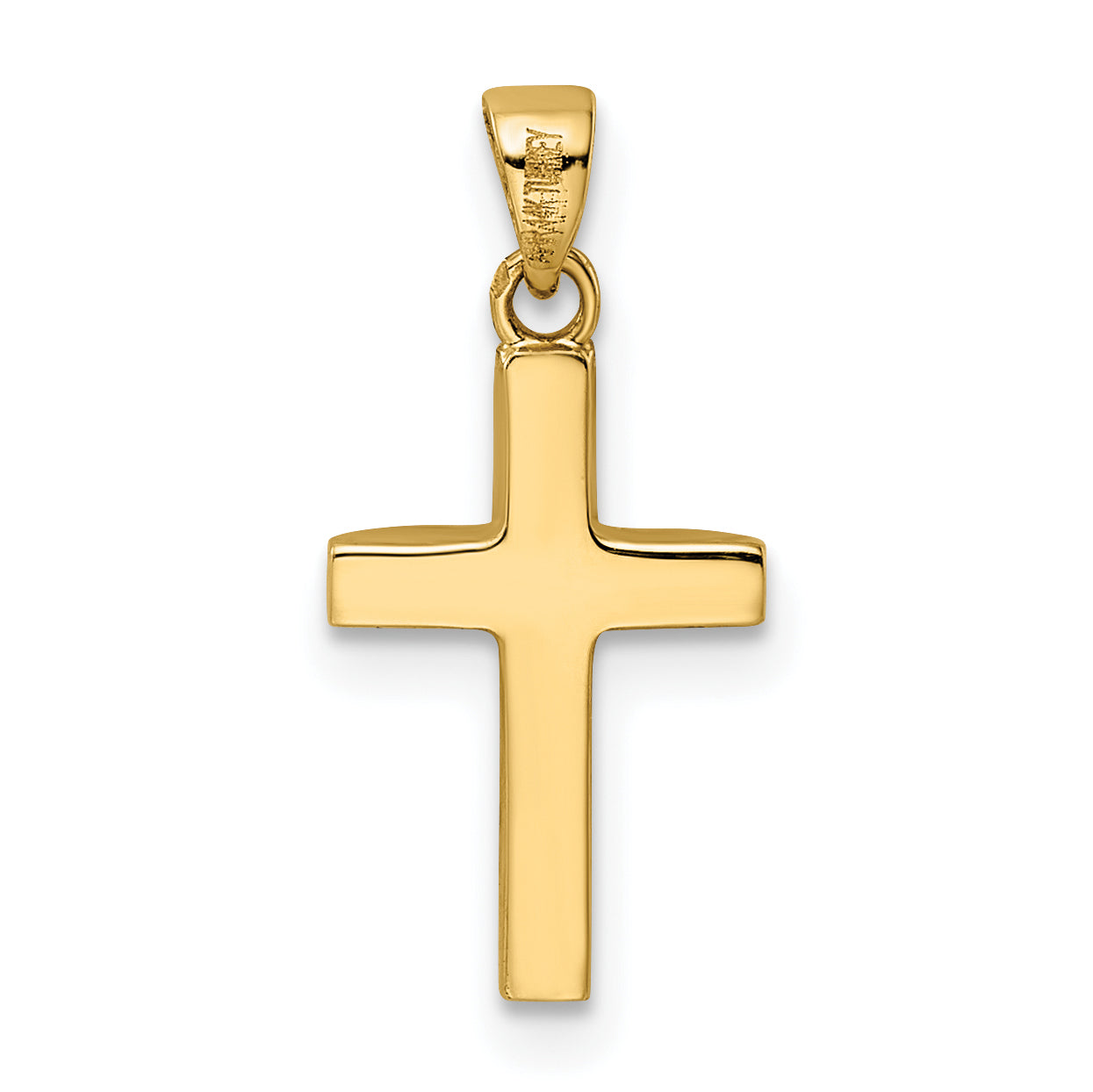 14K Yellow Gold Polished Tapered Ends Hollow Cross Pendant