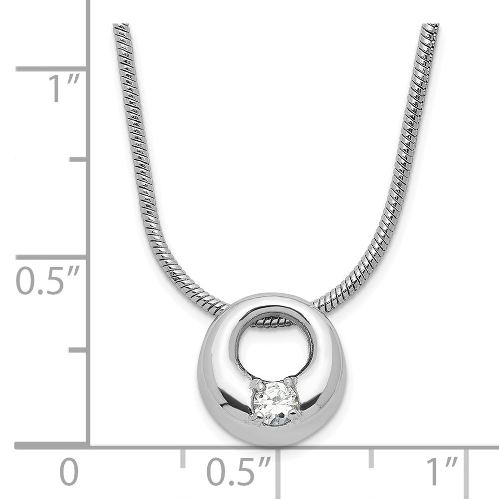 Fashion Kelly Waters Silver Tone Rhodium Plated Open Circle Cz Necklace