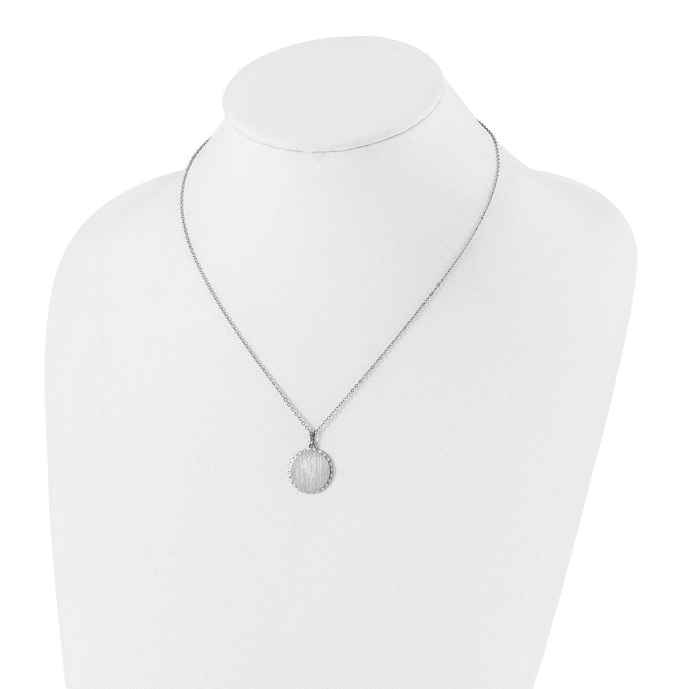 Fashion Kelly Waters Rhodium Plated Satin Round Engraveable Disc 18 Inch Necklace