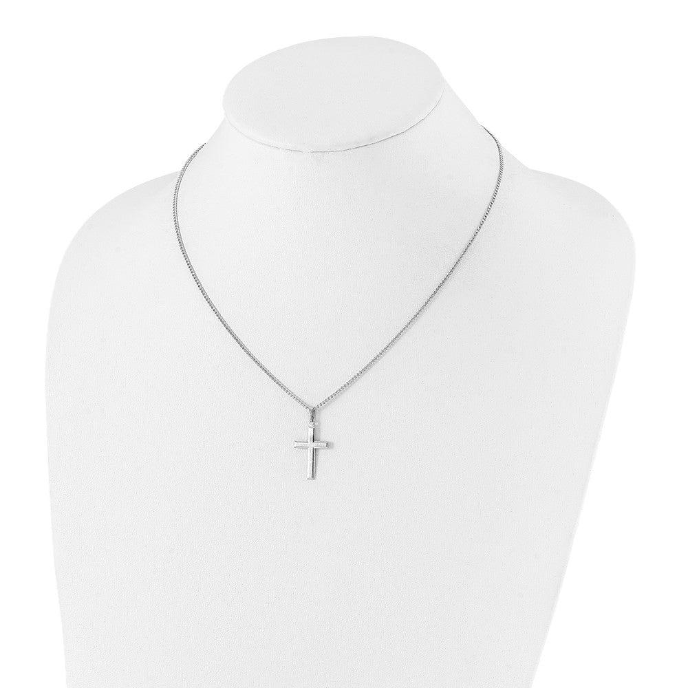 Fashion Kelly Waters Rhodium Plated Medium Polished Cross 18 Inch Necklace