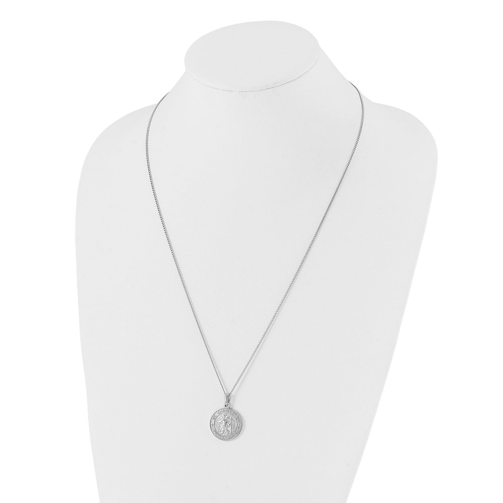 Fashion Kelly Waters Rhodium Plated St. Christopher Medal 24 Inch Necklace