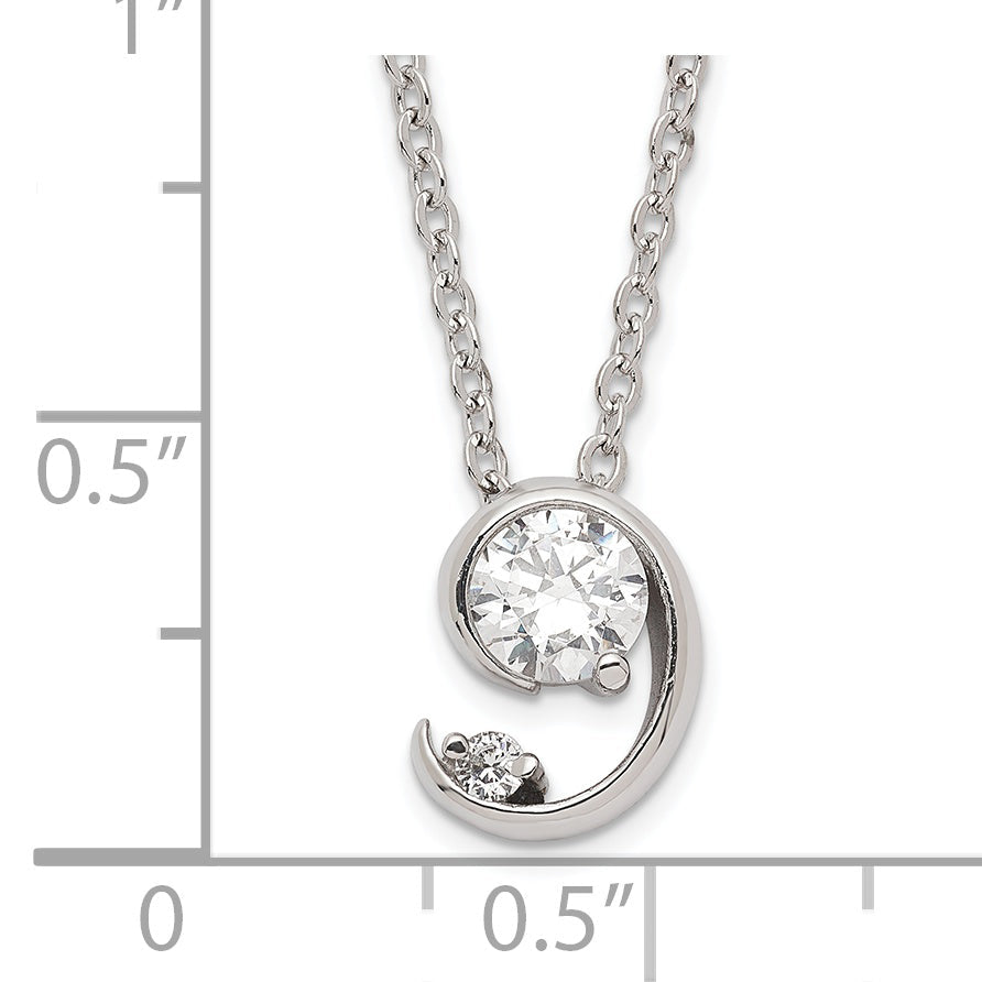 Fashion Kelly Waters Rhodium Plated Half Moon Cz Necklace