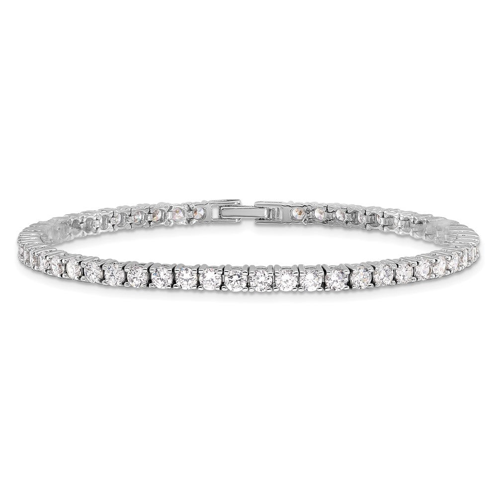 Fashion Kelly Waters Rhodium Plated Prong Set Cz 7.25 Inch Tennis Bracelet