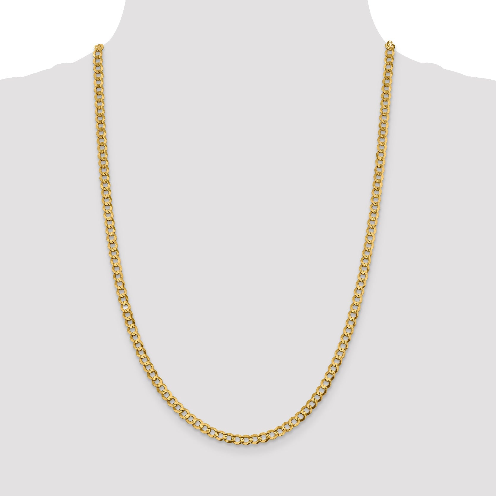 14K Yellow Gold 20 Inch 4.7mm Lightweight Flat Cuban With Lobster Clasp Chain Necklace