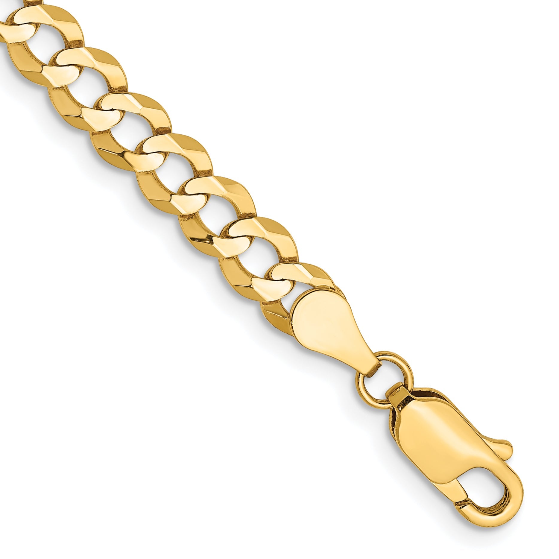 9 Inch 14K 4.7mm Lightweight Flat Cuban Chain Bracelet