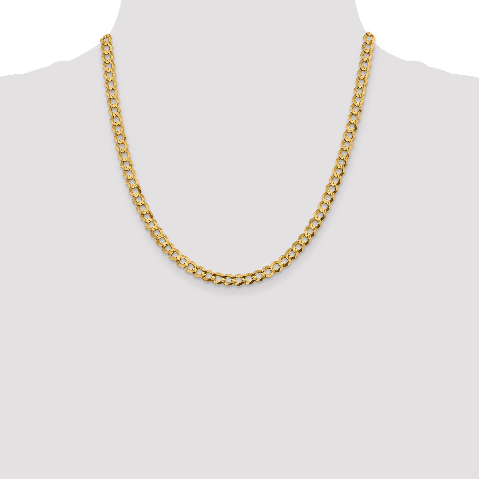 14K Yellow Gold 20 Inch 5.9mm Lightweight Flat Cuban With Lobster Clasp Chain Necklace