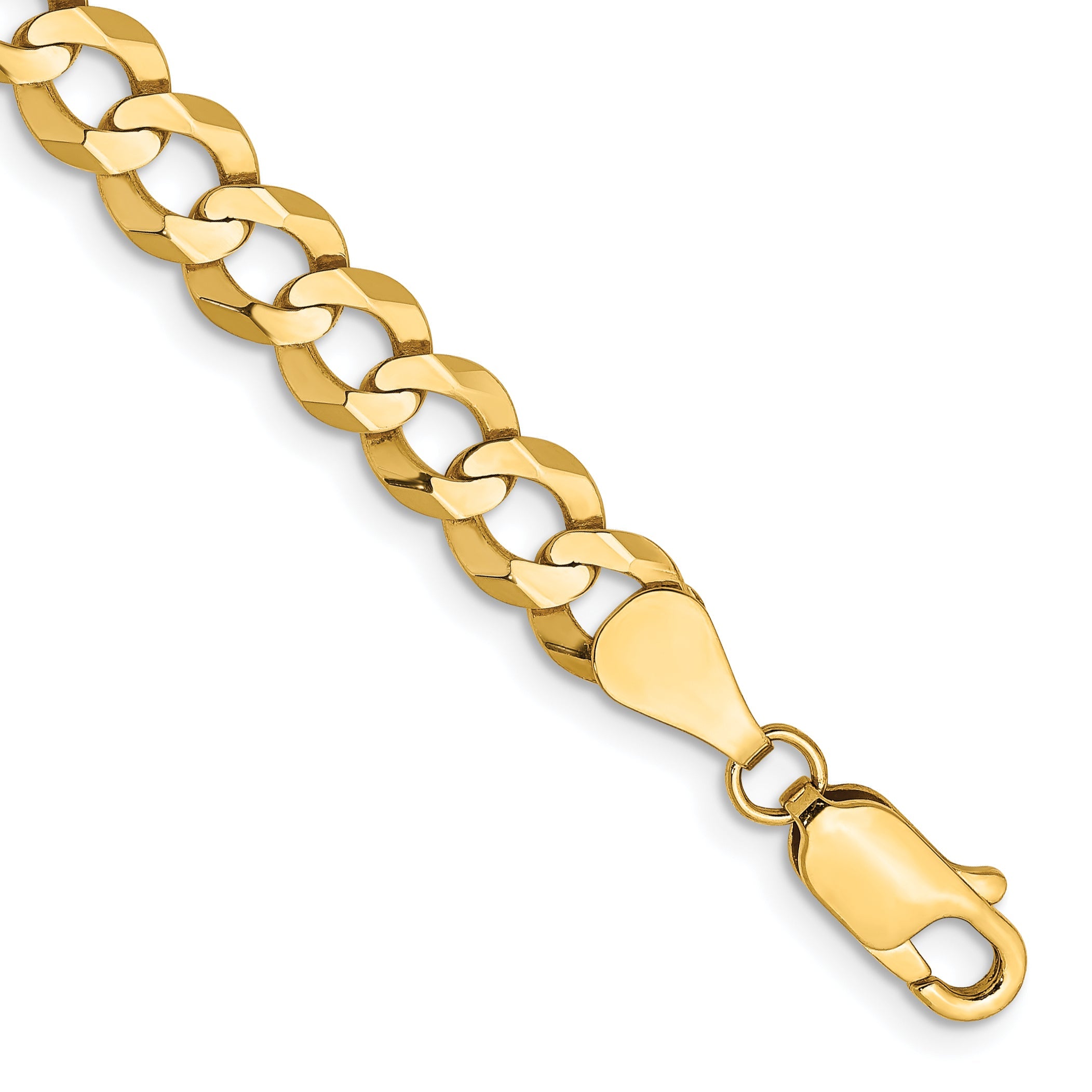 9 Inch 14K 5.9mm Lightweight Flat Cuban Chain Bracelet