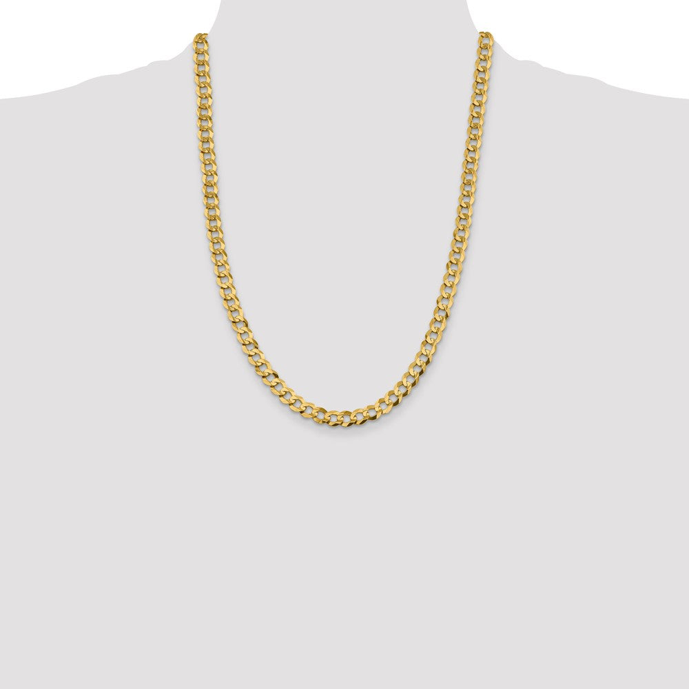 14K Yellow Gold 24 Inch 8.3mm Lightweight Flat Cuban With Lobster Clasp Chain Necklace