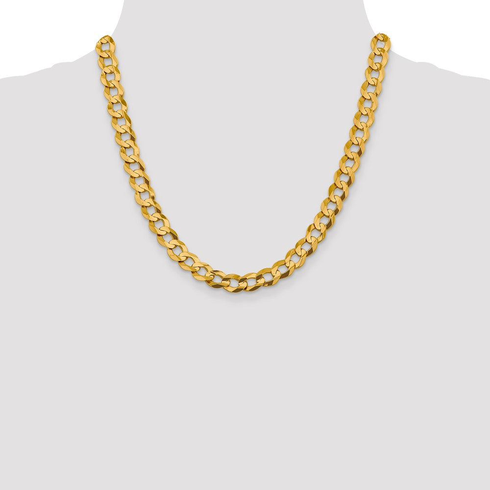 14K Yellow Gold 20 Inch 9.4mm Lightweight Flat Cuban With Lobster Clasp Chain Necklace