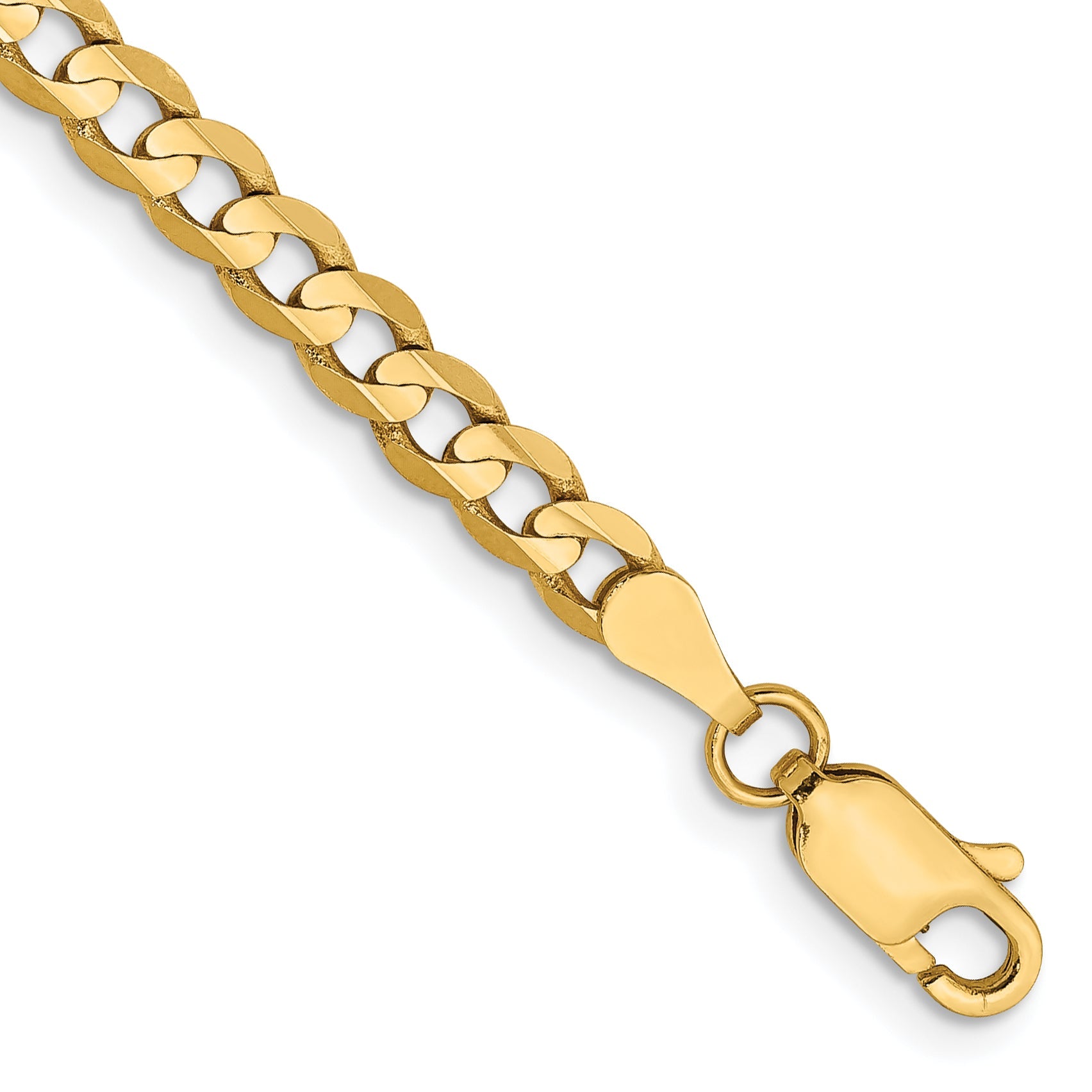 9 Inch 14K 3.8mm Open Concave Curb Chain Anklet